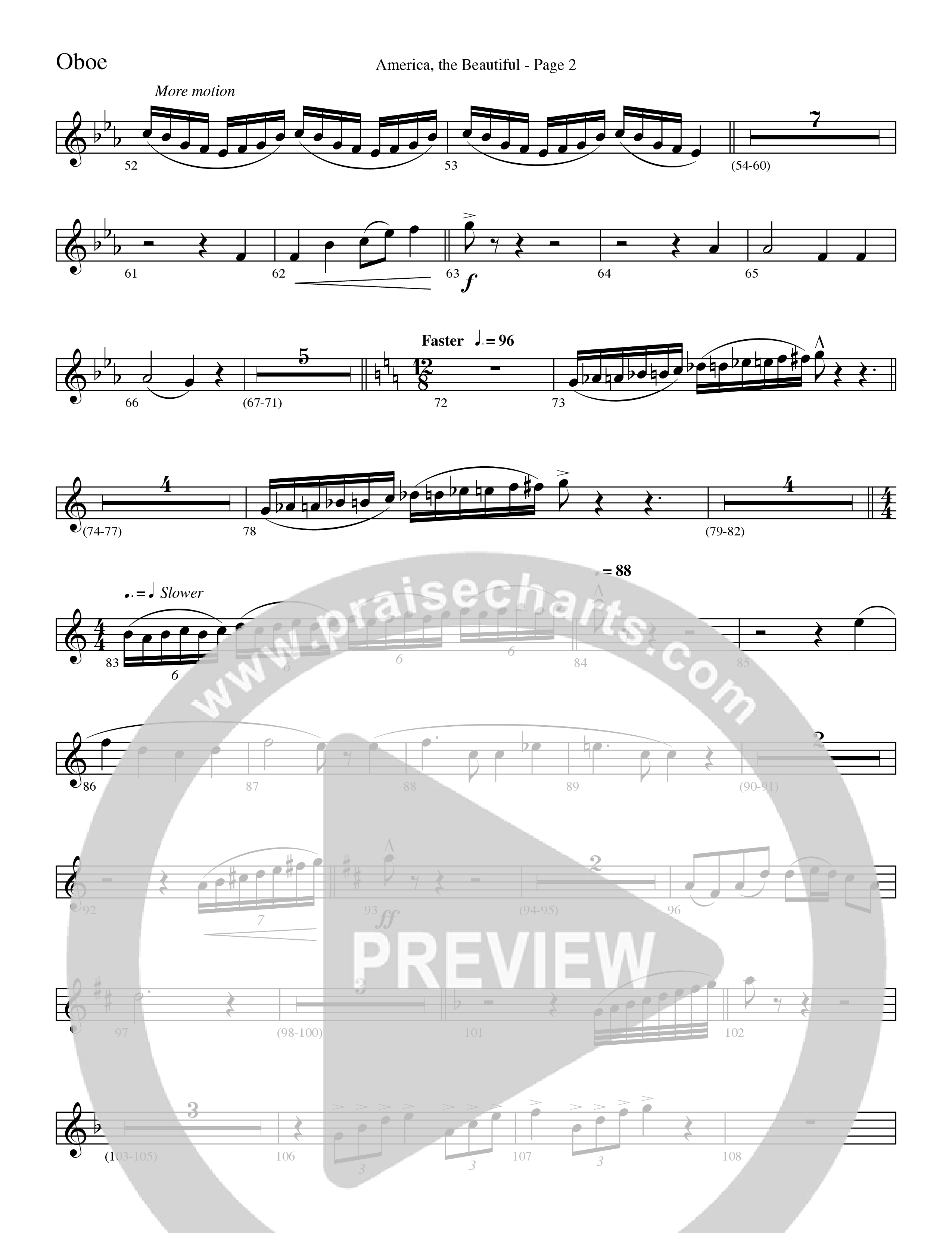 America, the Beautiful (Choral Anthem SATB) Oboe (Word Music Choral / Arr. David T. Clydesdale)