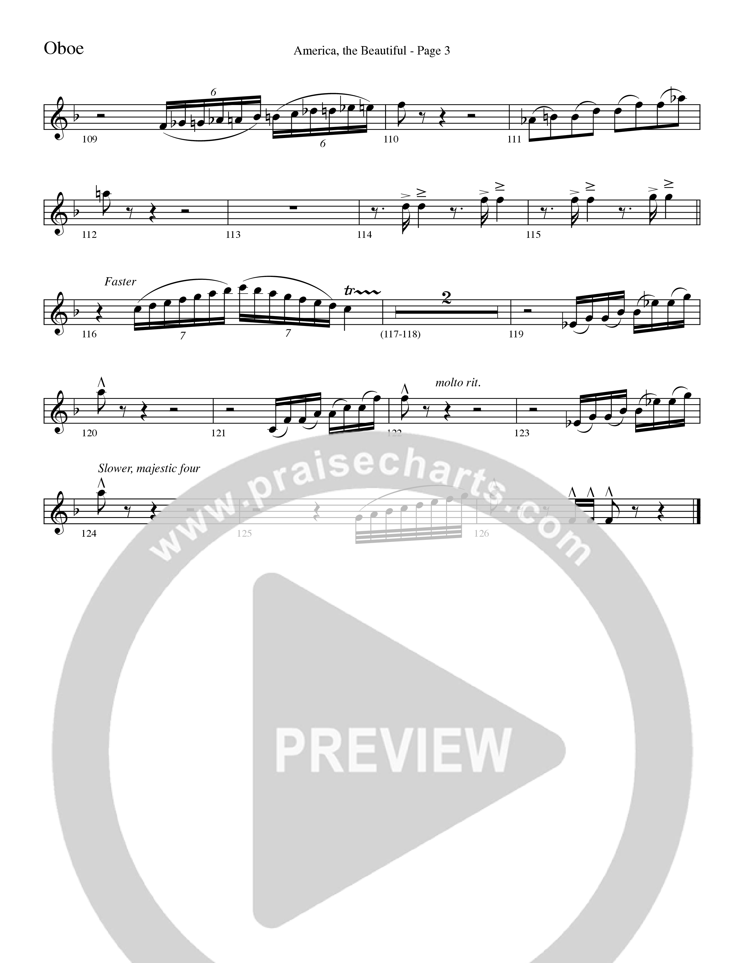 America, the Beautiful (Choral Anthem SATB) Oboe (Word Music Choral / Arr. David T. Clydesdale)