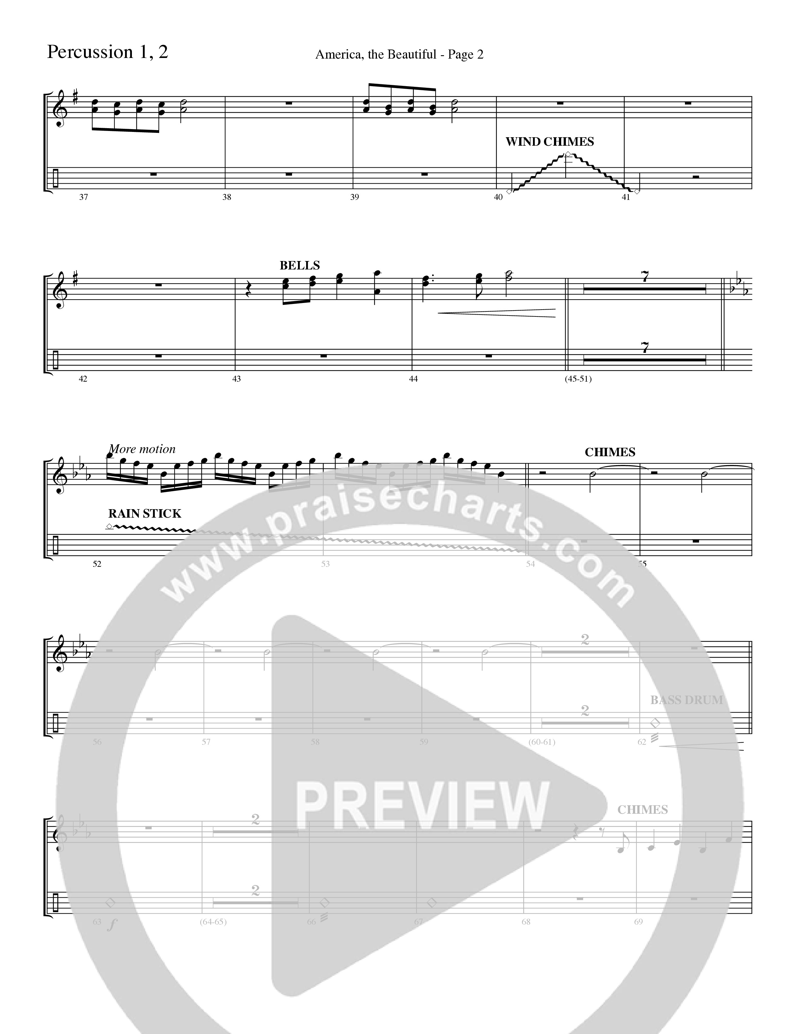 America, the Beautiful (Choral Anthem SATB) Percussion (Word Music Choral / Arr. David T. Clydesdale)