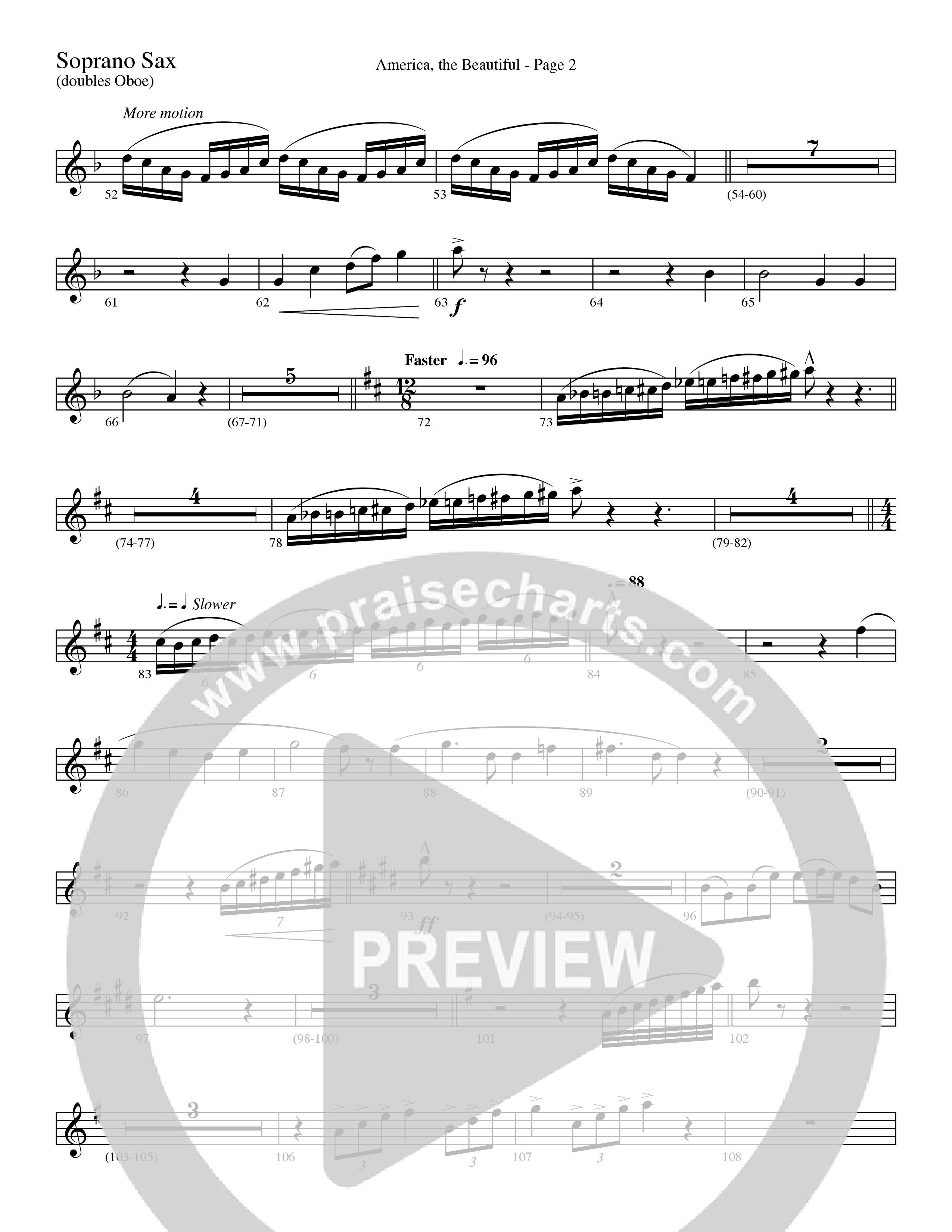 America, the Beautiful (Choral Anthem SATB) Soprano Sax (Word Music Choral / Arr. David T. Clydesdale)