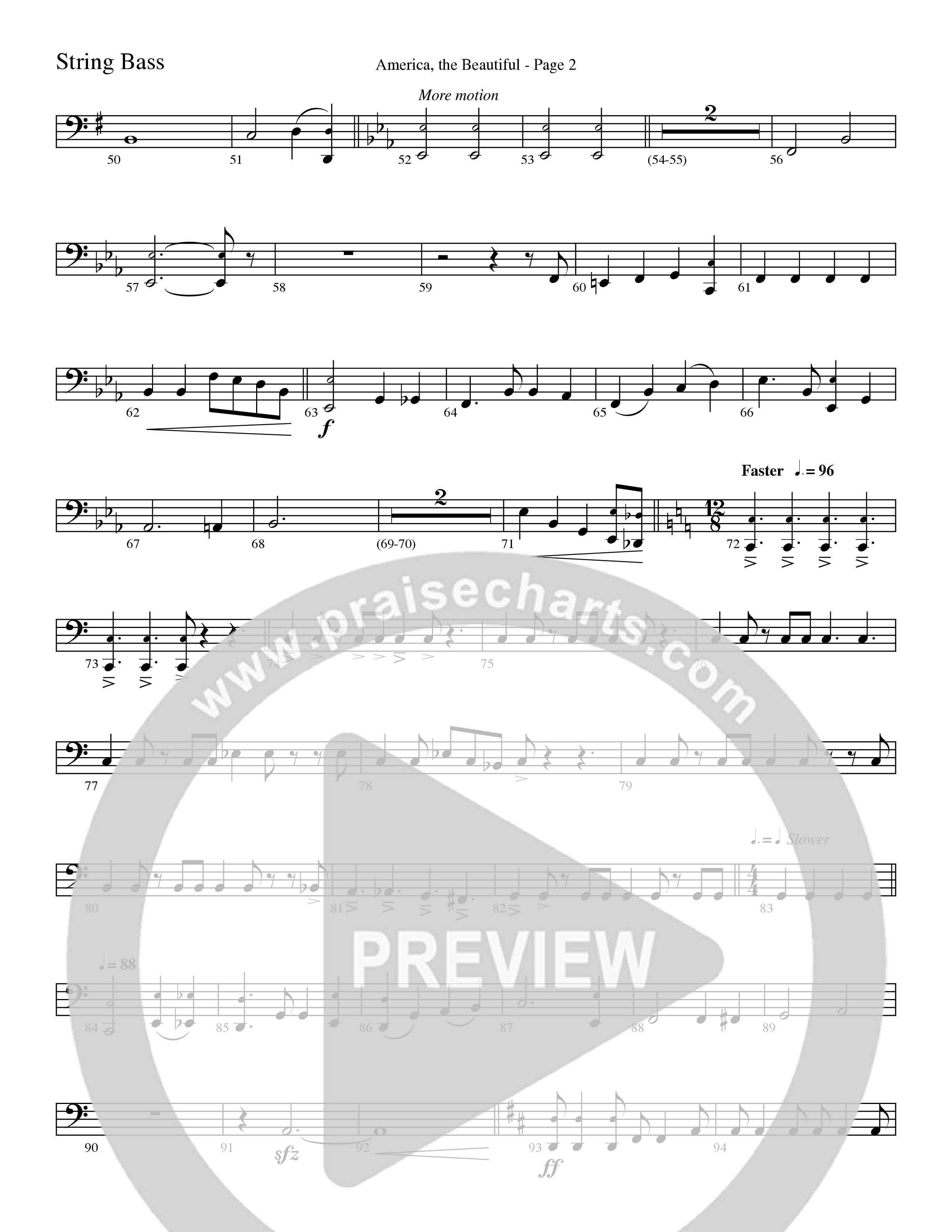 America, the Beautiful (Choral Anthem SATB) String Bass (Word Music Choral / Arr. David T. Clydesdale)