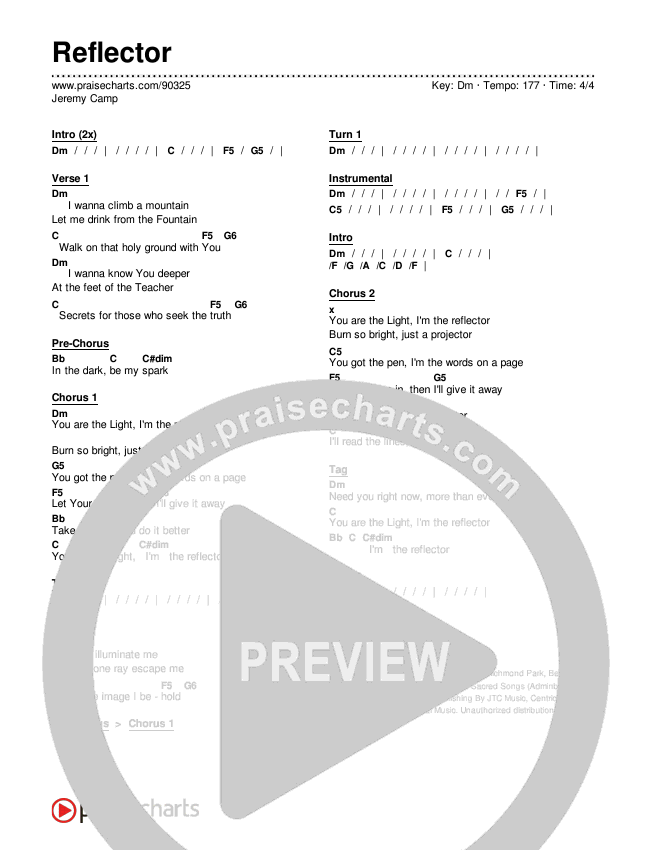 Reflector Chords & Lyrics (Jeremy Camp)