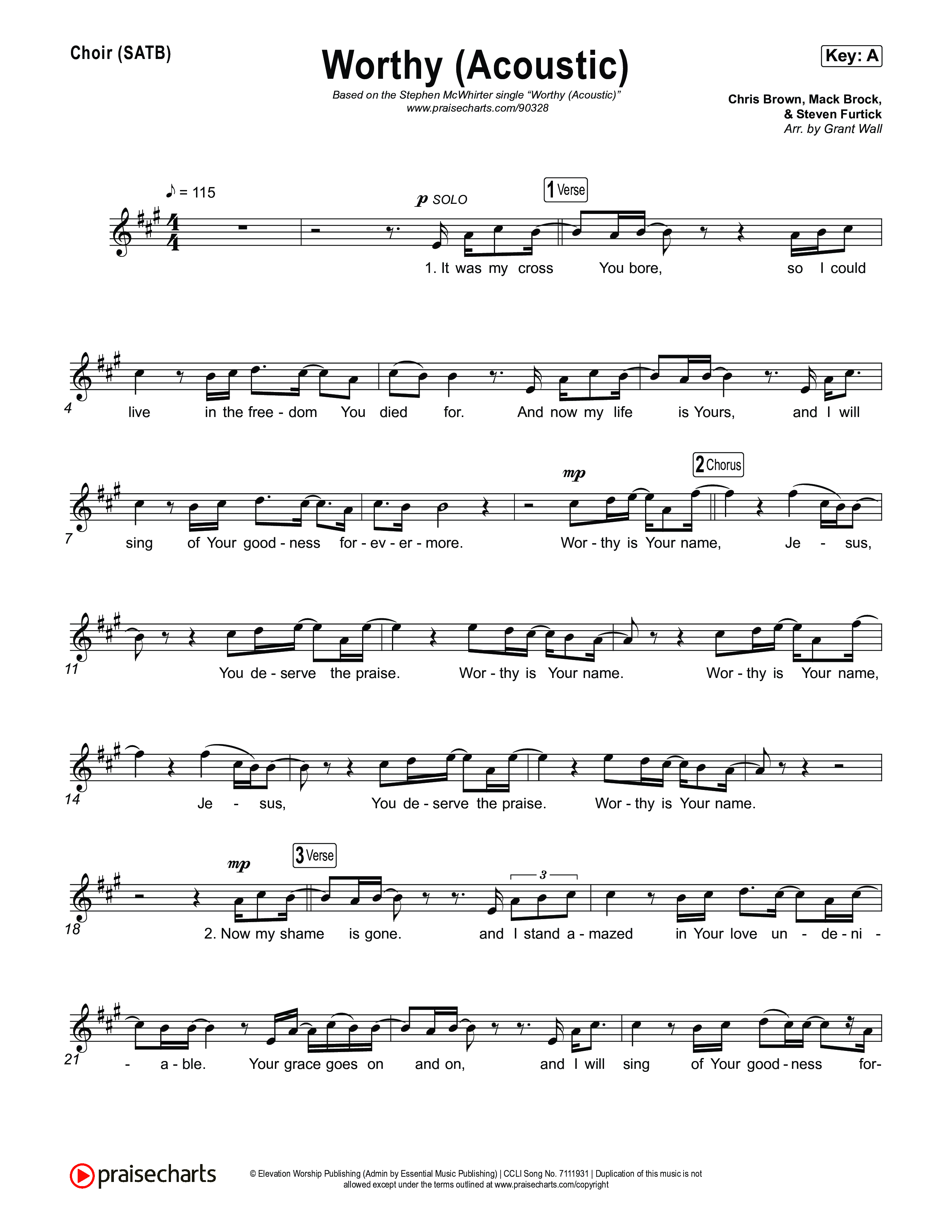 Worthy (Acoustic) Choir Sheet (SATB) (Stephen McWhirter)