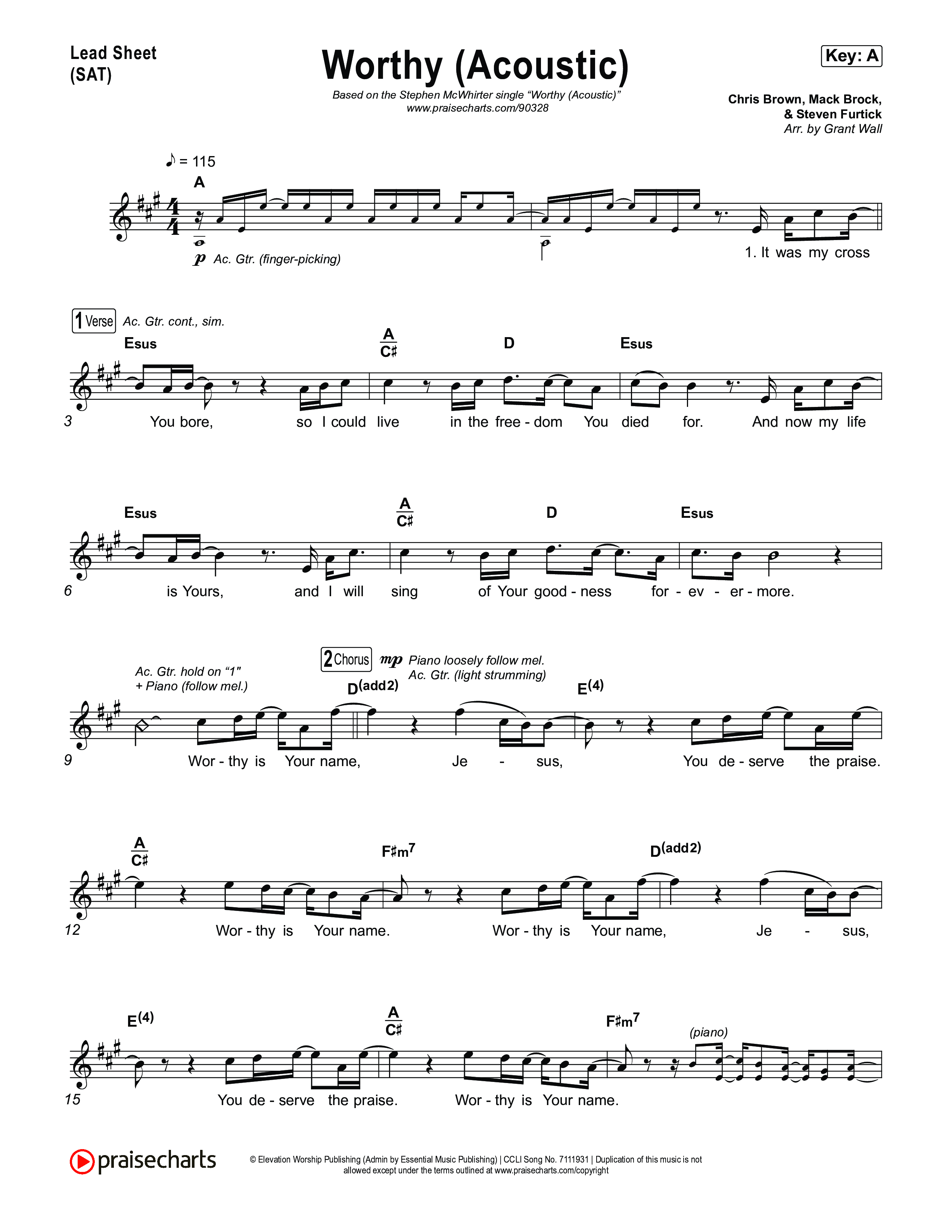 Worthy (Acoustic) Lead Sheet (SAT) (Stephen McWhirter)