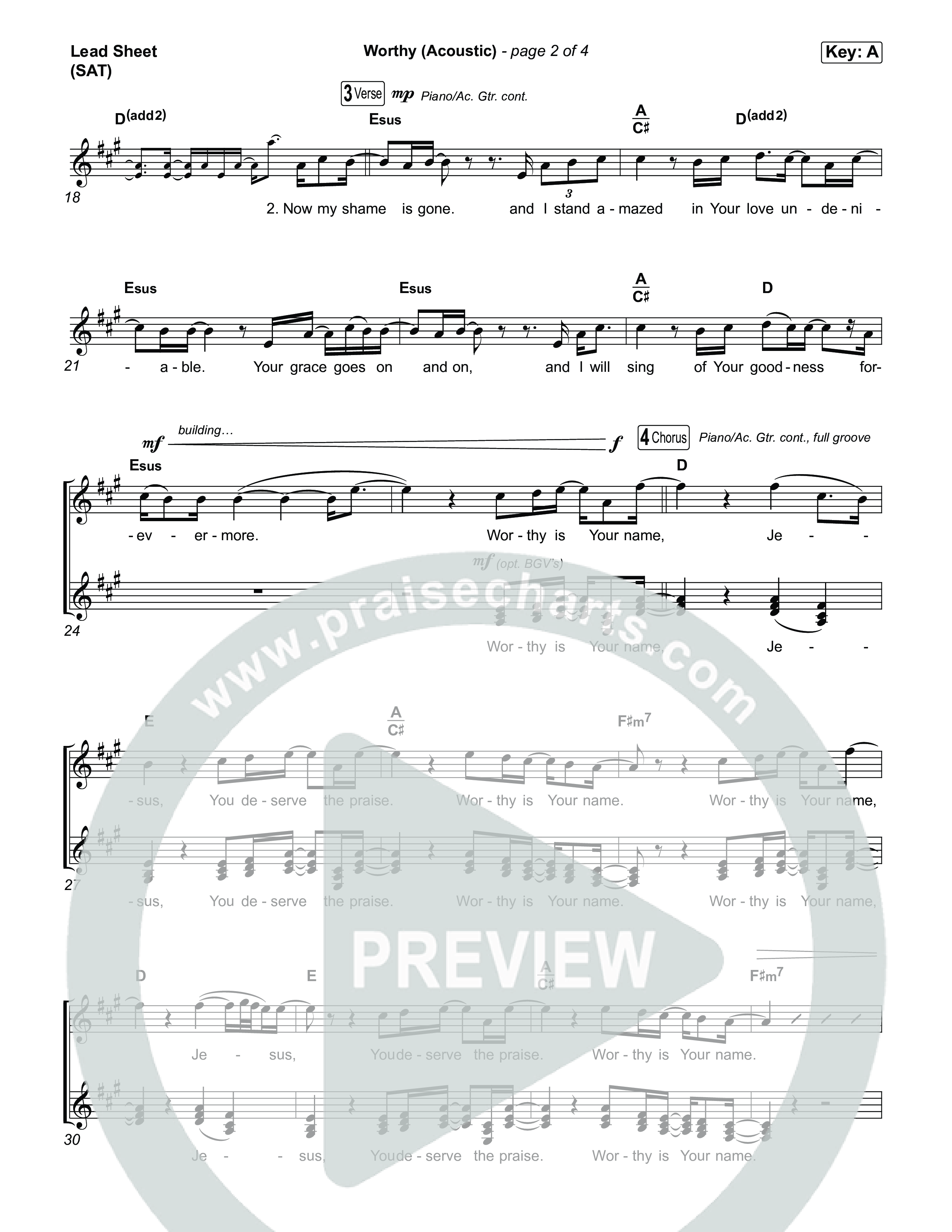 Worthy (Acoustic) Lead Sheet (SAT) (Stephen McWhirter)