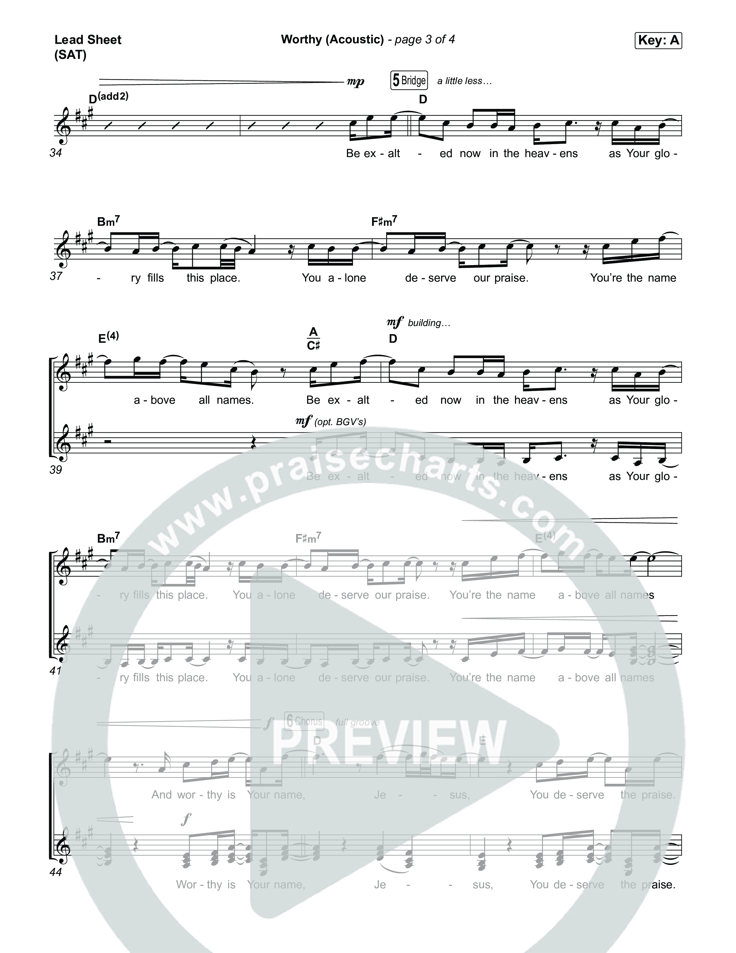 Worthy (Acoustic) Lead Sheet (SAT) (Stephen McWhirter)