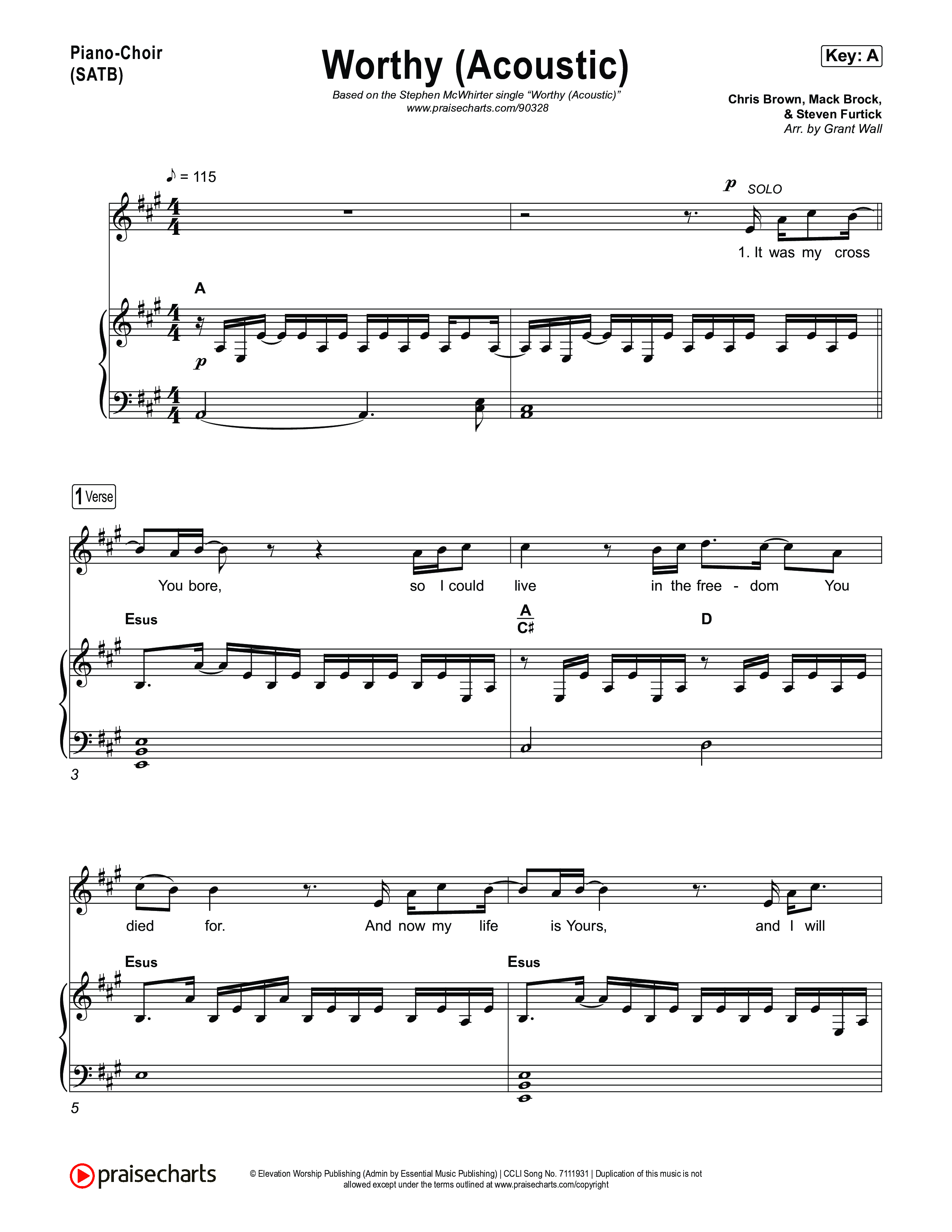 Worthy (Acoustic) Piano/Vocal Pack (Stephen McWhirter)