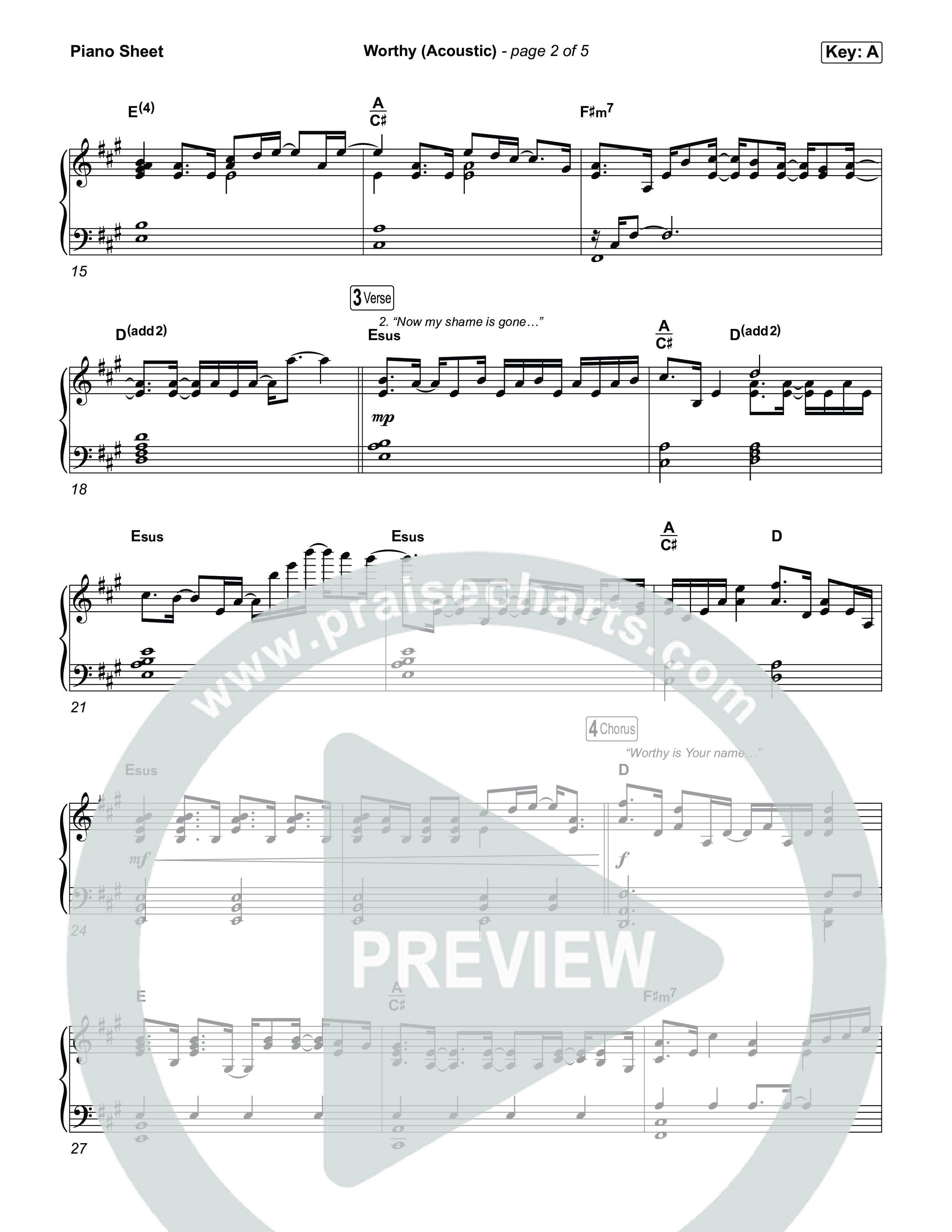 Worthy (Acoustic) Piano Sheet (Stephen McWhirter)