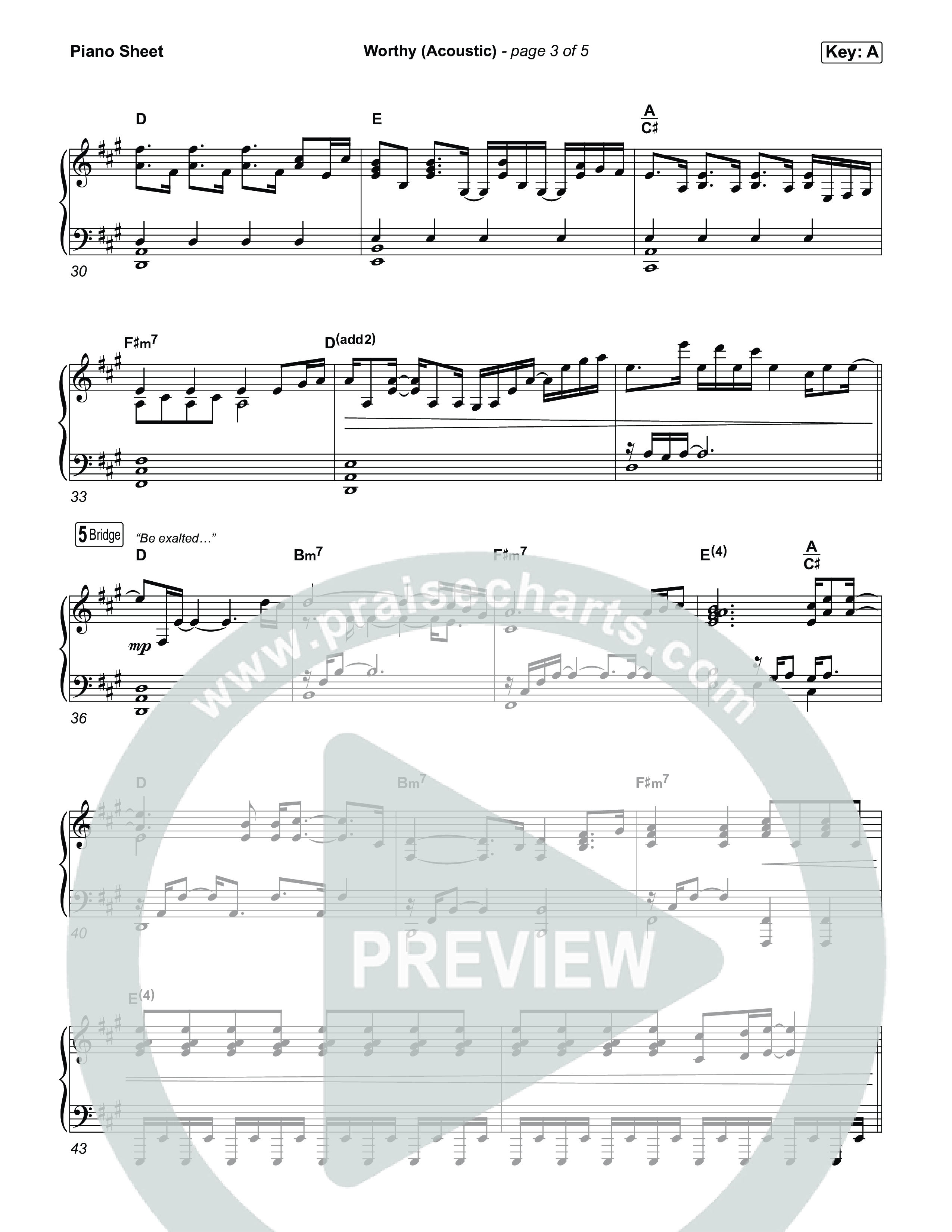Worthy (Acoustic) Piano Sheet (Stephen McWhirter)