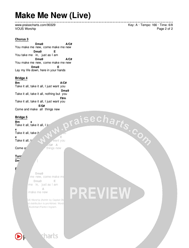 Make Me New (Live) Chords & Lyrics (VOUS Worship)