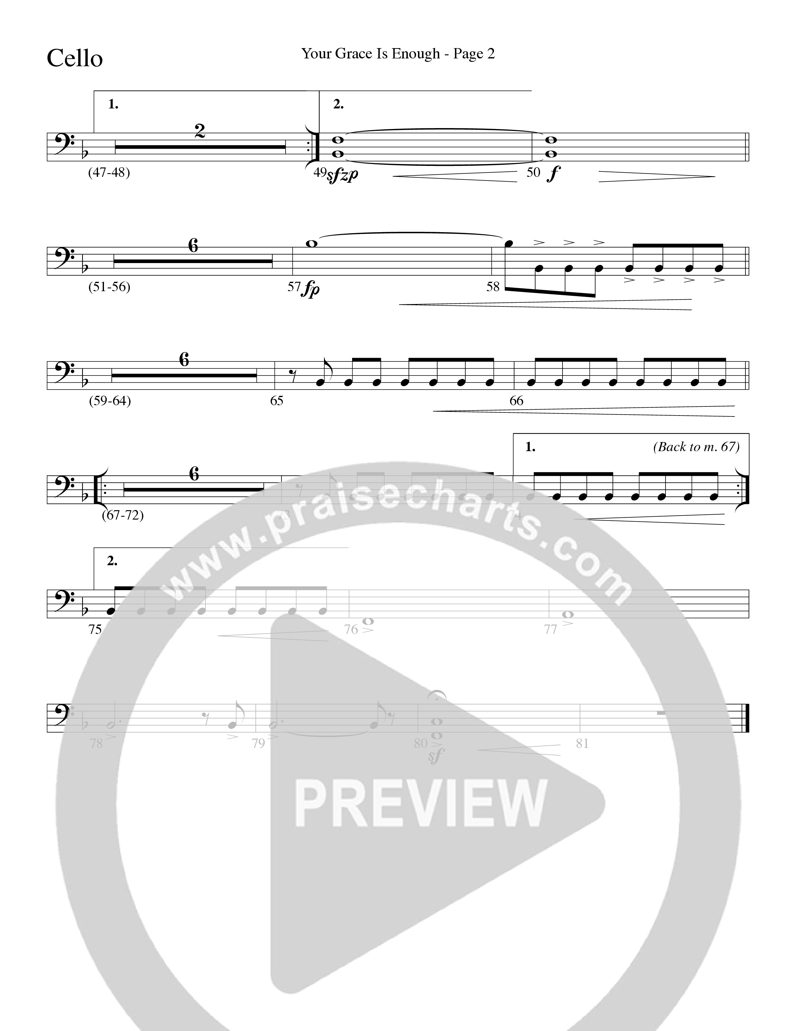 Your Grace Is Enough (Choral Anthem SATB) Cello (Word Music Choral / Robert Sterling)