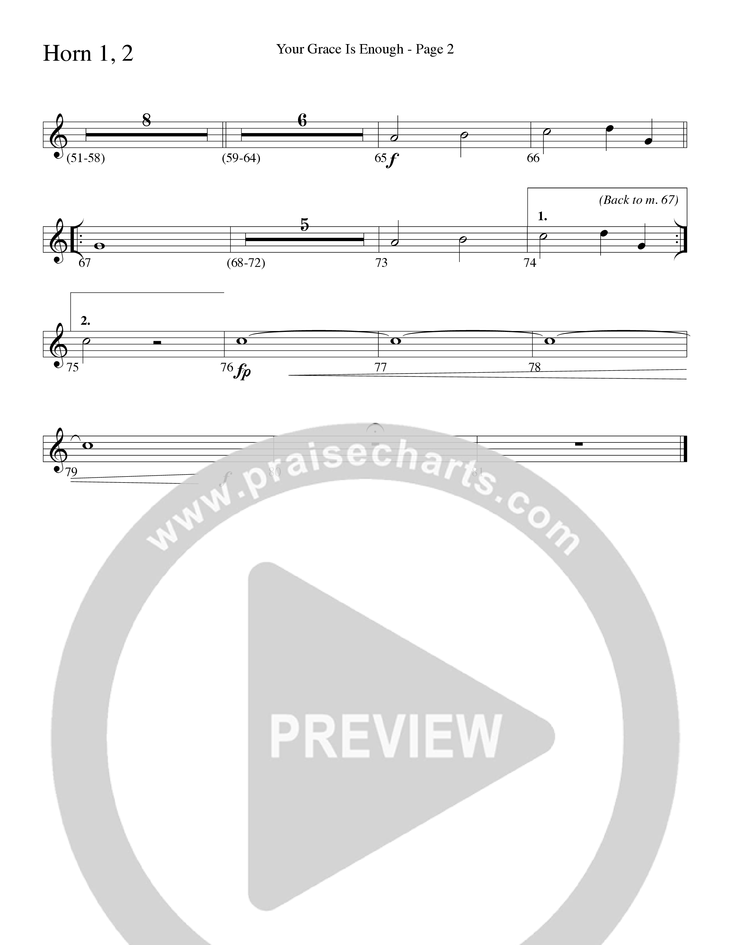 Your Grace Is Enough (Choral Anthem SATB) French Horn 1/2 (Word Music Choral / Robert Sterling)