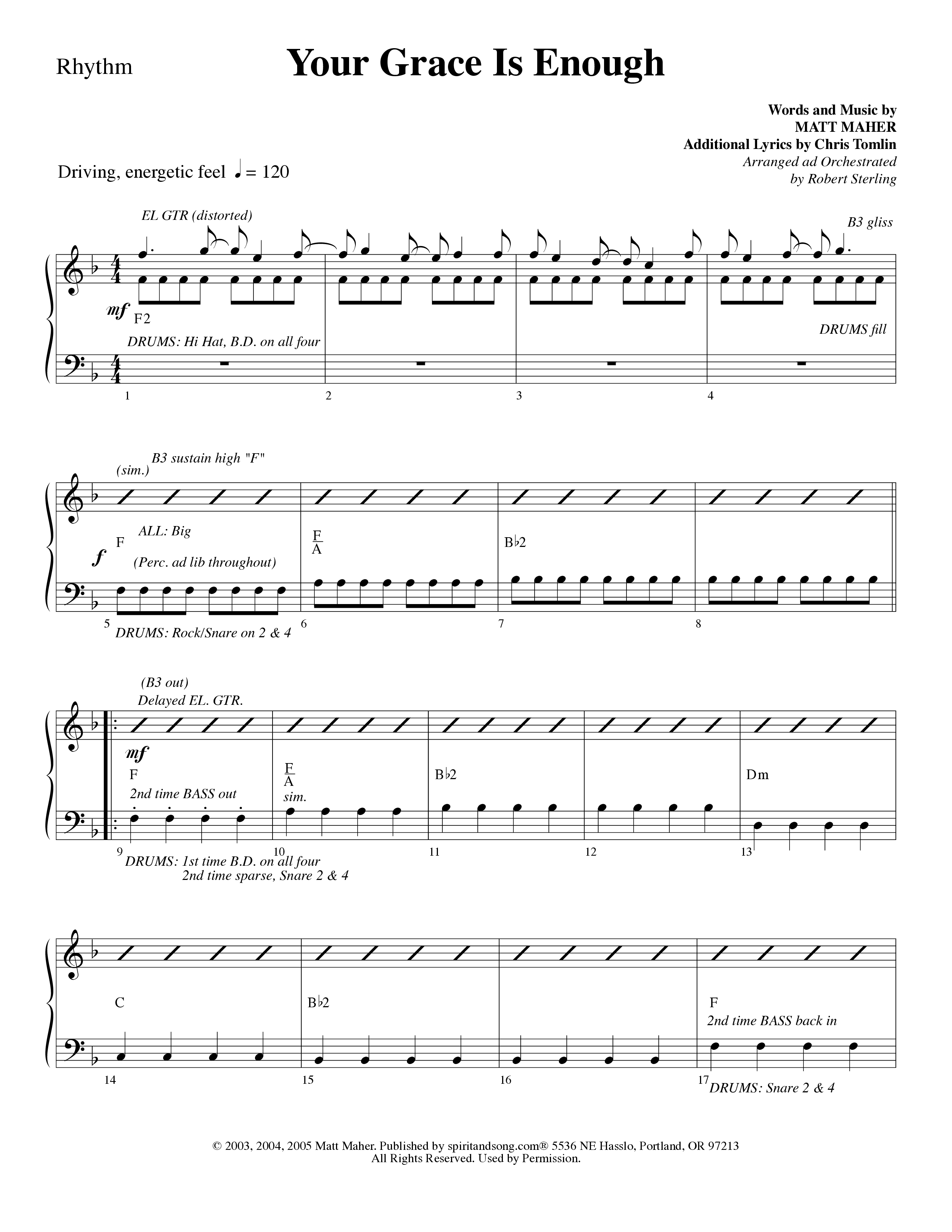 Your Grace Is Enough (Choral Anthem SATB) Rhythm Chart (Word Music Choral / Robert Sterling)