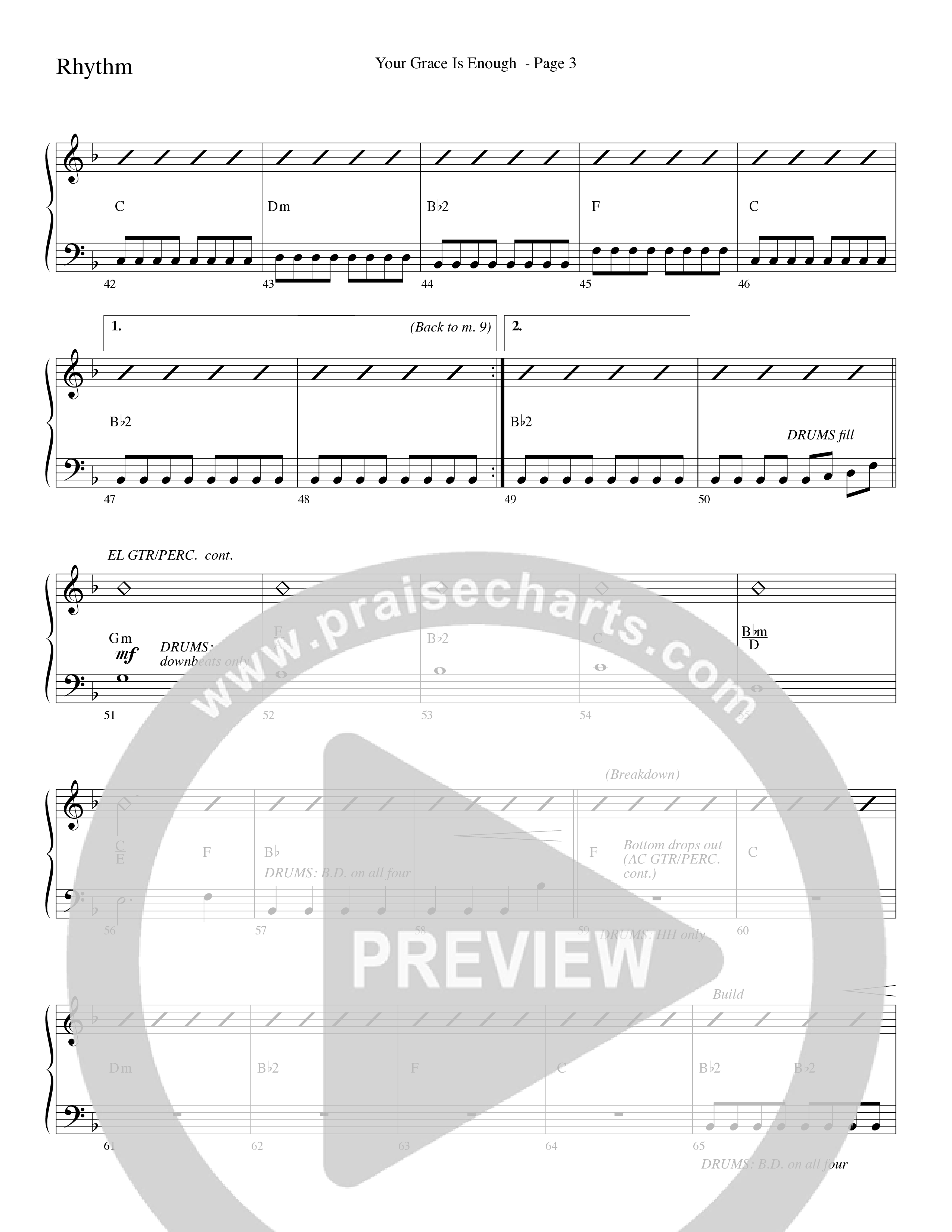 Your Grace Is Enough (Choral Anthem SATB) Rhythm Chart (Word Music Choral / Robert Sterling)