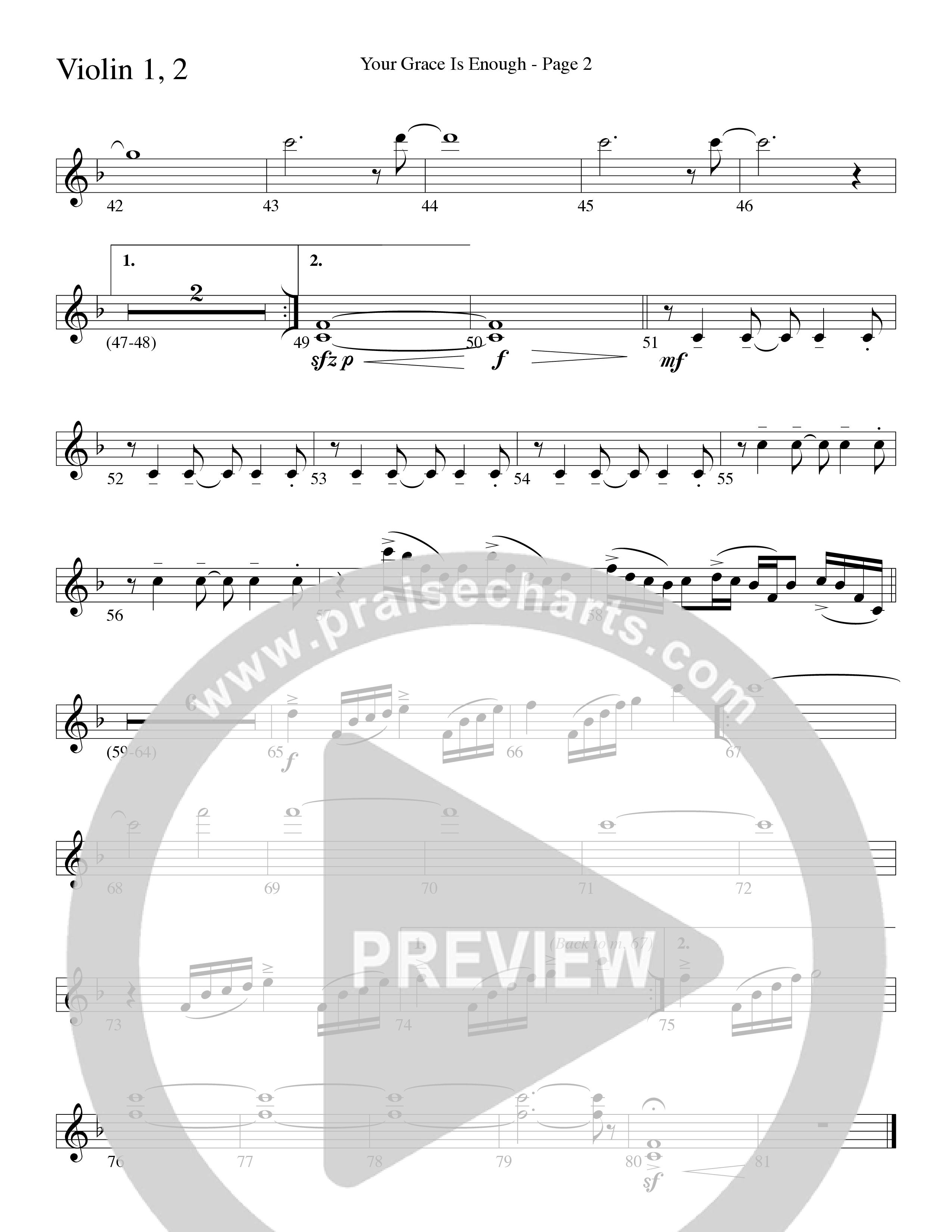 Your Grace Is Enough (Choral Anthem SATB) Violin 1/2 (Word Music Choral / Robert Sterling)