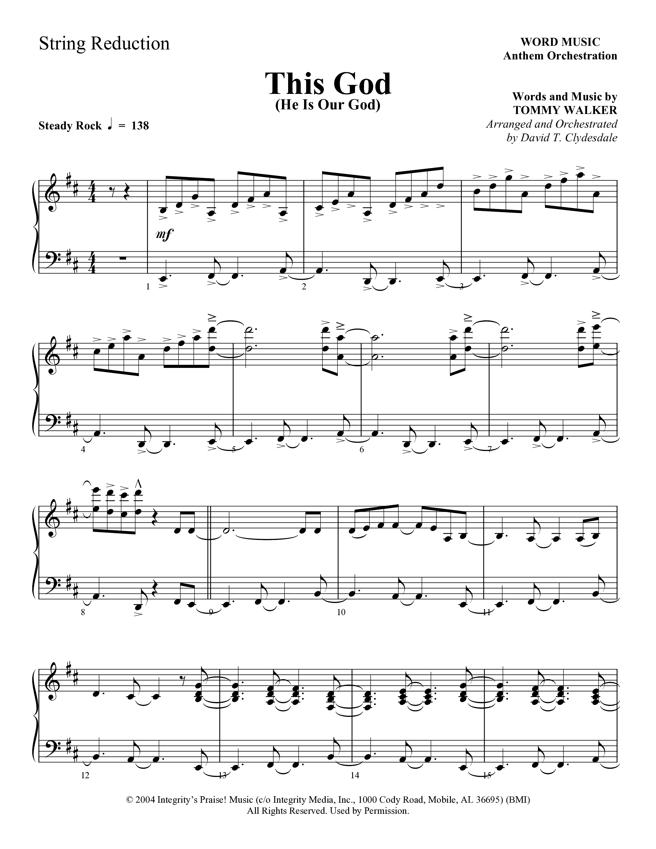 This God (He Is Our God) (Choral Anthem SATB) String Reduction (Word Music Choral / Arr. David Clydesdale)