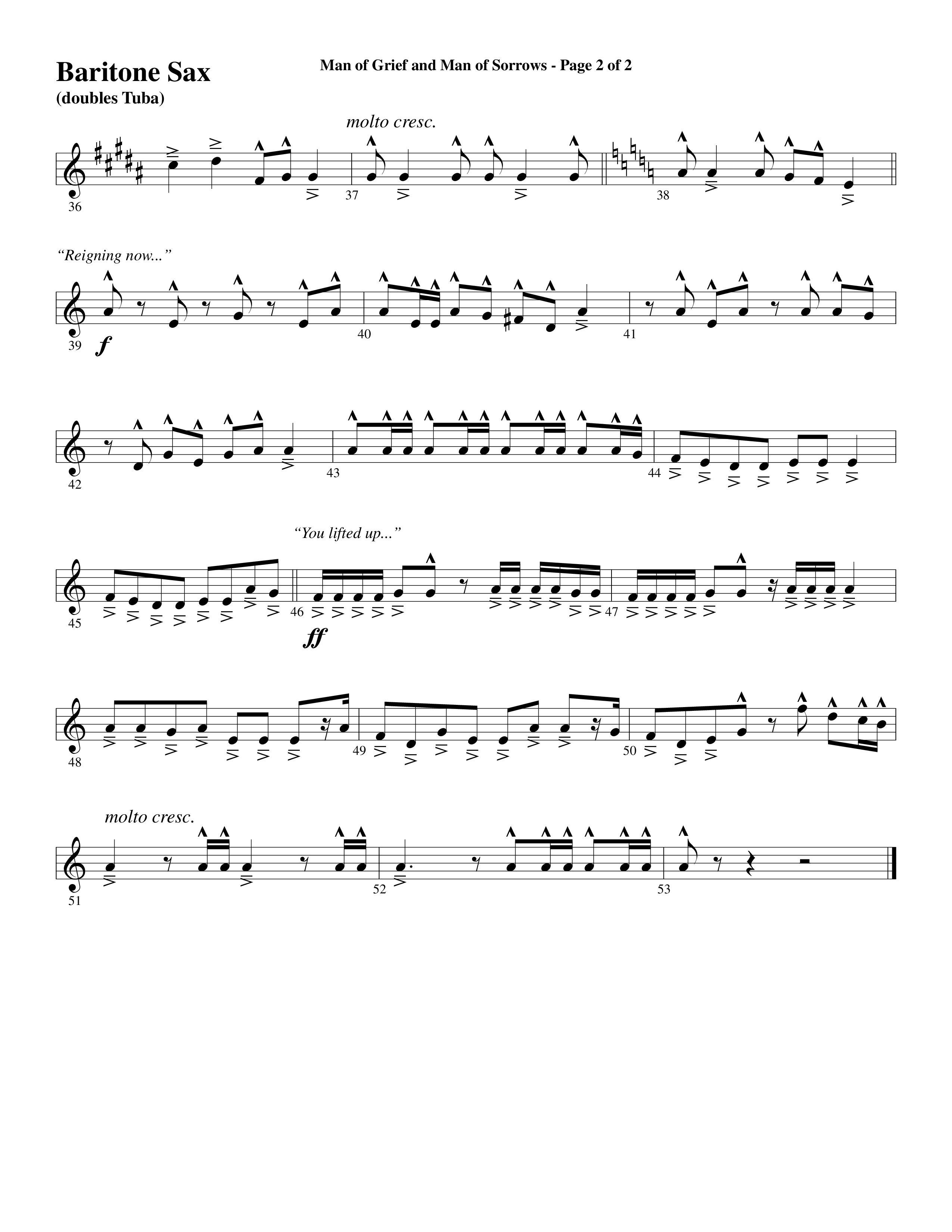 Man Of Grief And Man Of Sorrows (Choral Anthem SATB) Bari Sax (Word Music Choral / Arr. David Clydesdale)