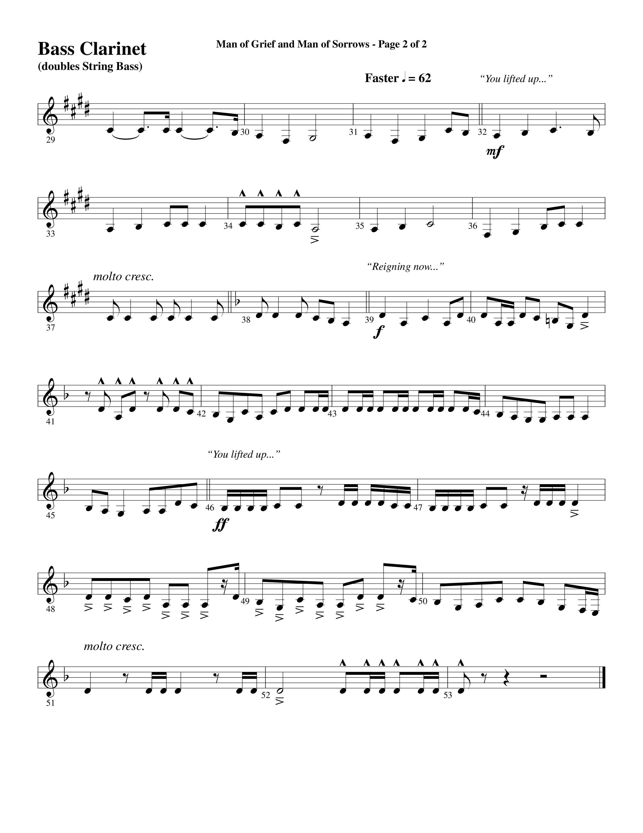 Man Of Grief And Man Of Sorrows (Choral Anthem SATB) Bass Clarinet (Word Music Choral / Arr. David Clydesdale)