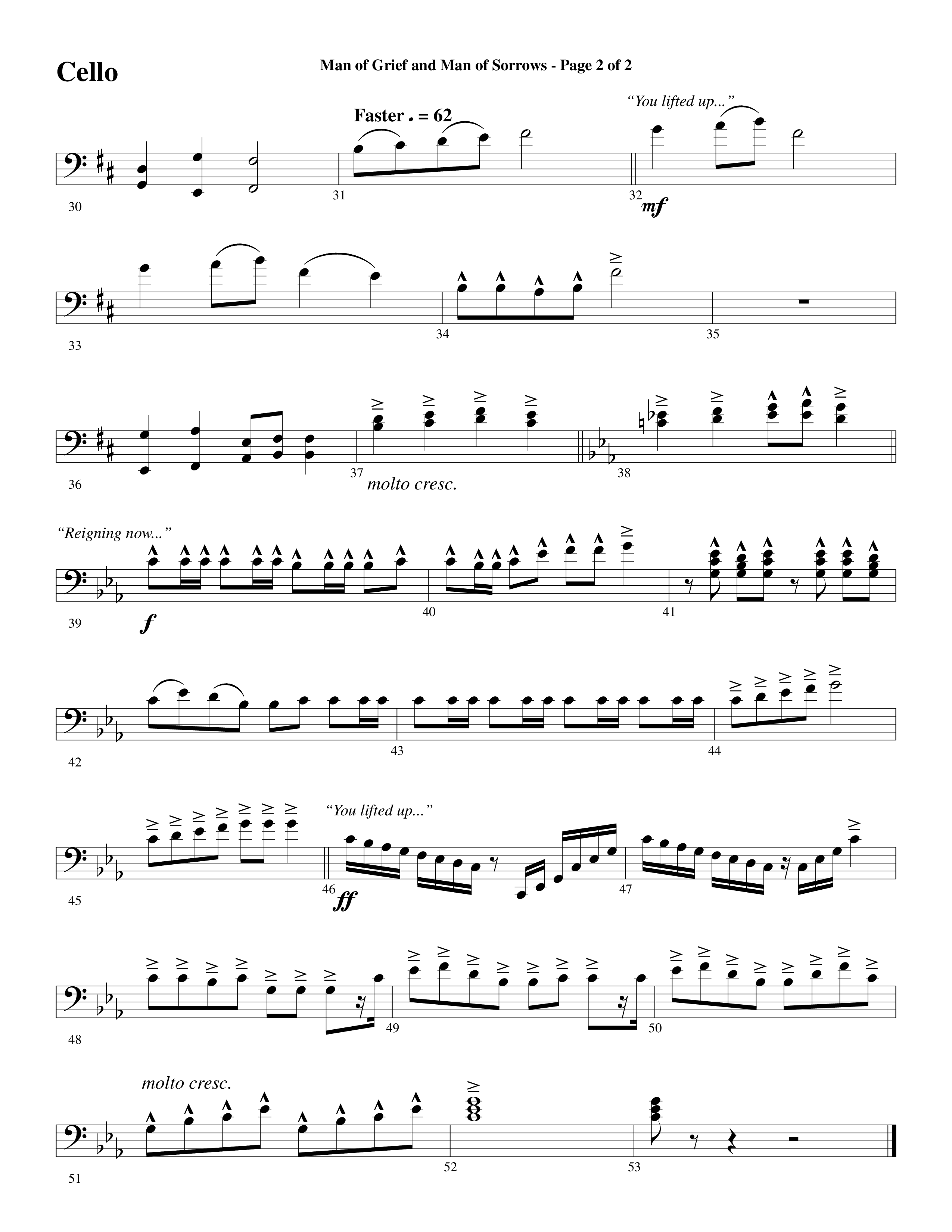 Man Of Grief And Man Of Sorrows (Choral Anthem SATB) Cello (Word Music Choral / Arr. David Clydesdale)