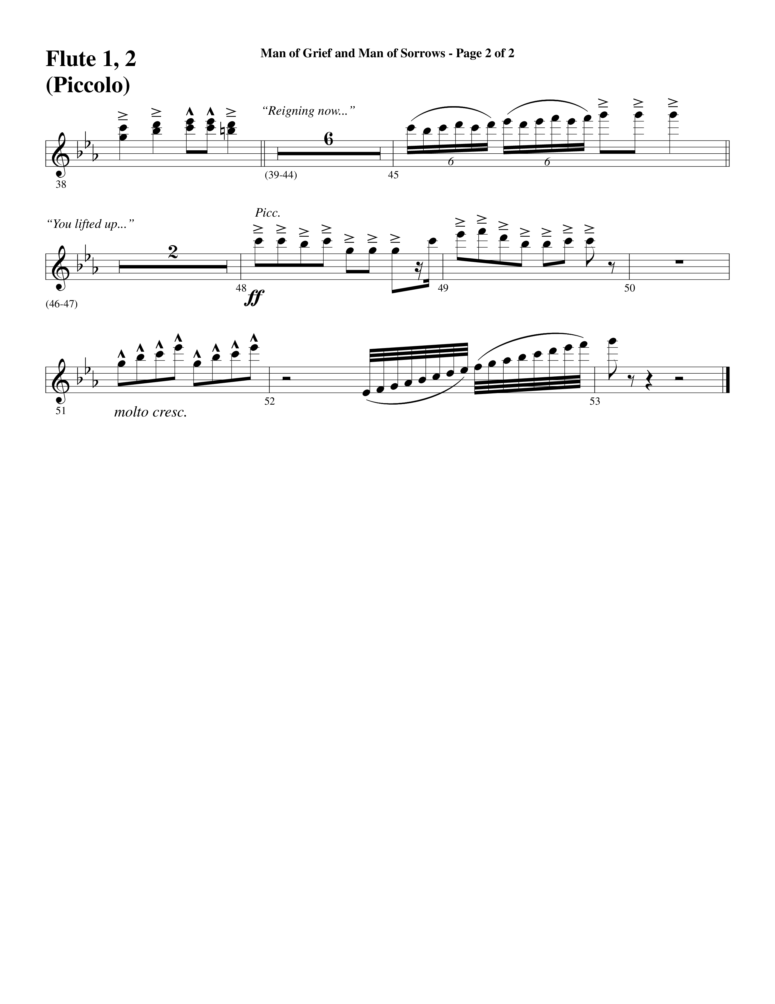 Man Of Grief And Man Of Sorrows (Choral Anthem SATB) Flute 1/2 (Word Music Choral / Arr. David Clydesdale)