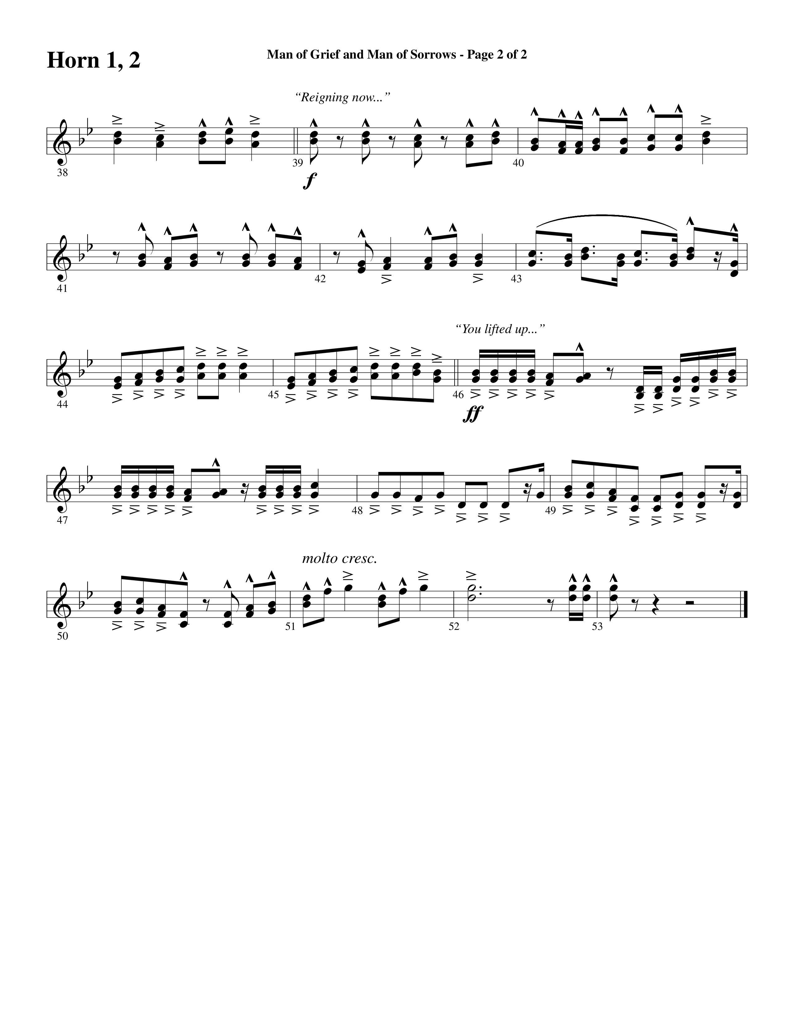 Man Of Grief And Man Of Sorrows (Choral Anthem SATB) French Horn 1/2 (Word Music Choral / Arr. David Clydesdale)