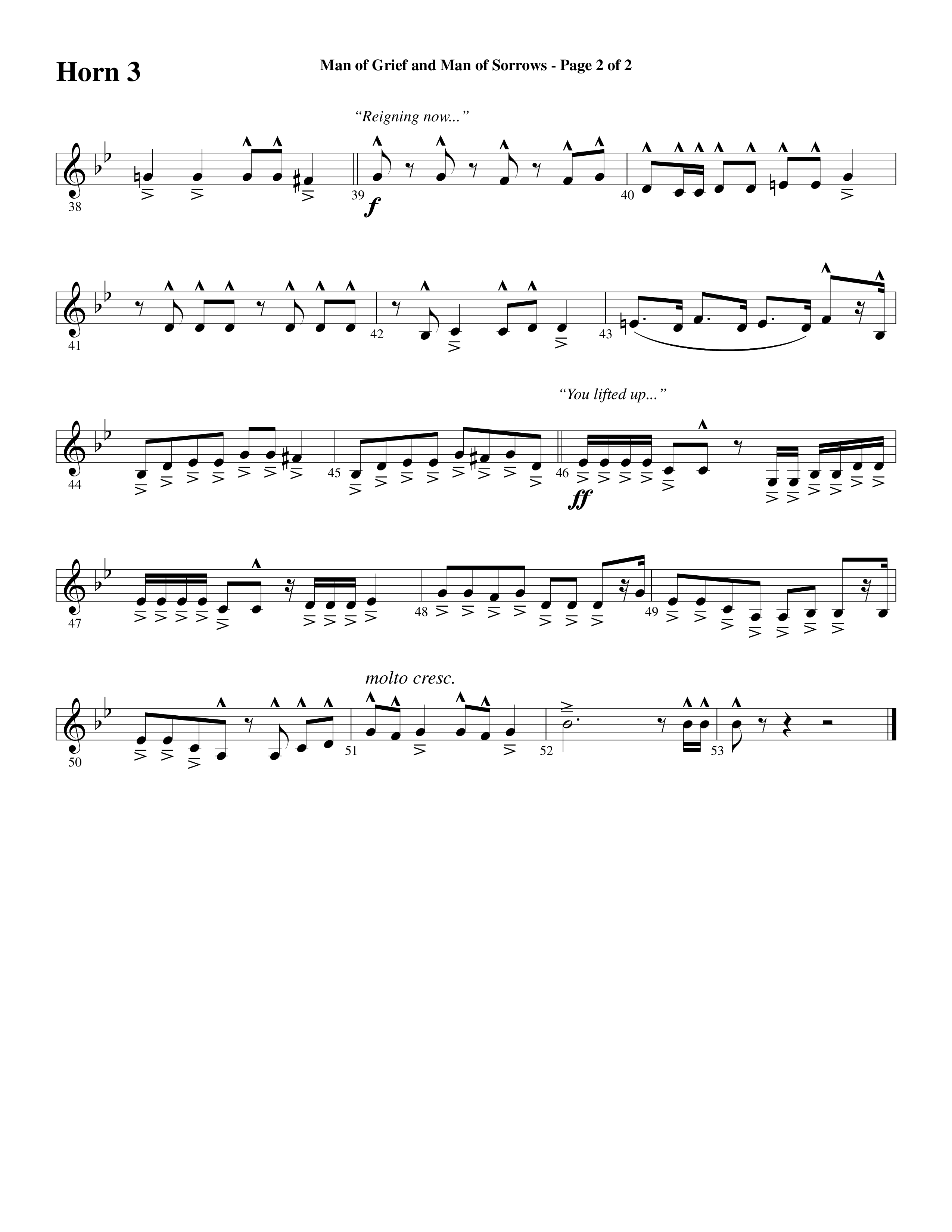 Man Of Grief And Man Of Sorrows (Choral Anthem SATB) French Horn 3 (Word Music Choral / Arr. David Clydesdale)