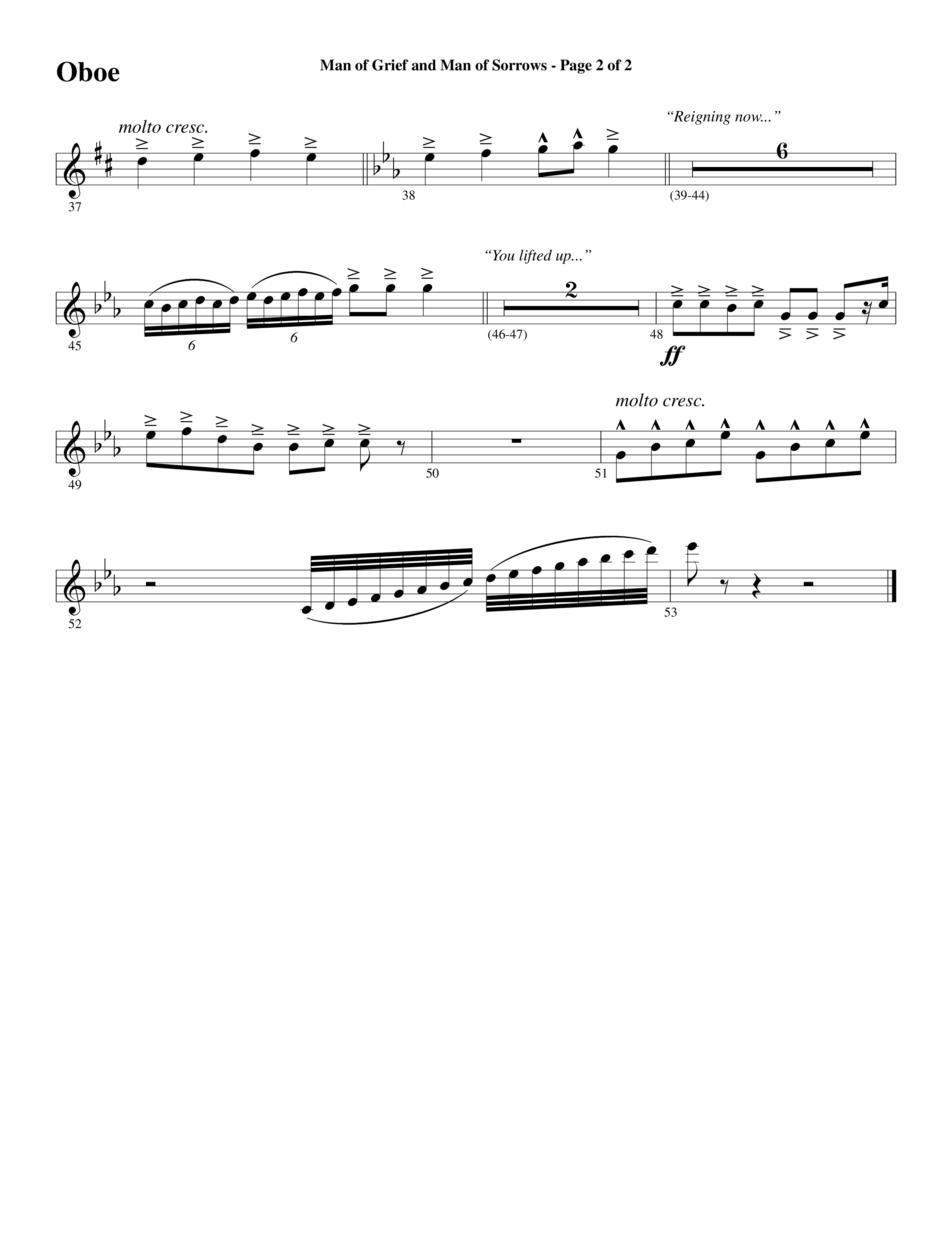 Man Of Grief And Man Of Sorrows (Choral Anthem SATB) Oboe (Word Music Choral / Arr. David Clydesdale)