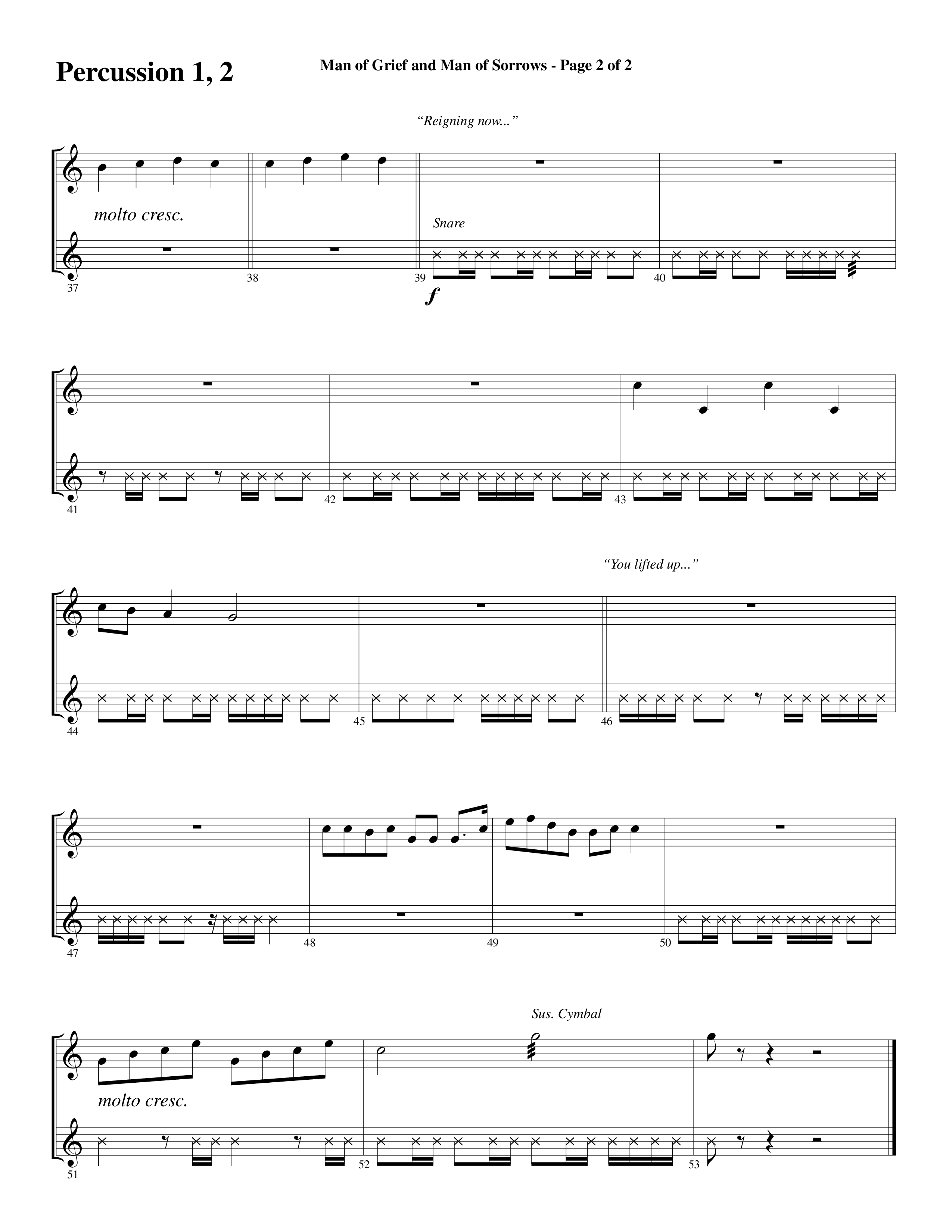 Man Of Grief And Man Of Sorrows (Choral Anthem SATB) Percussion (Word Music Choral / Arr. David Clydesdale)