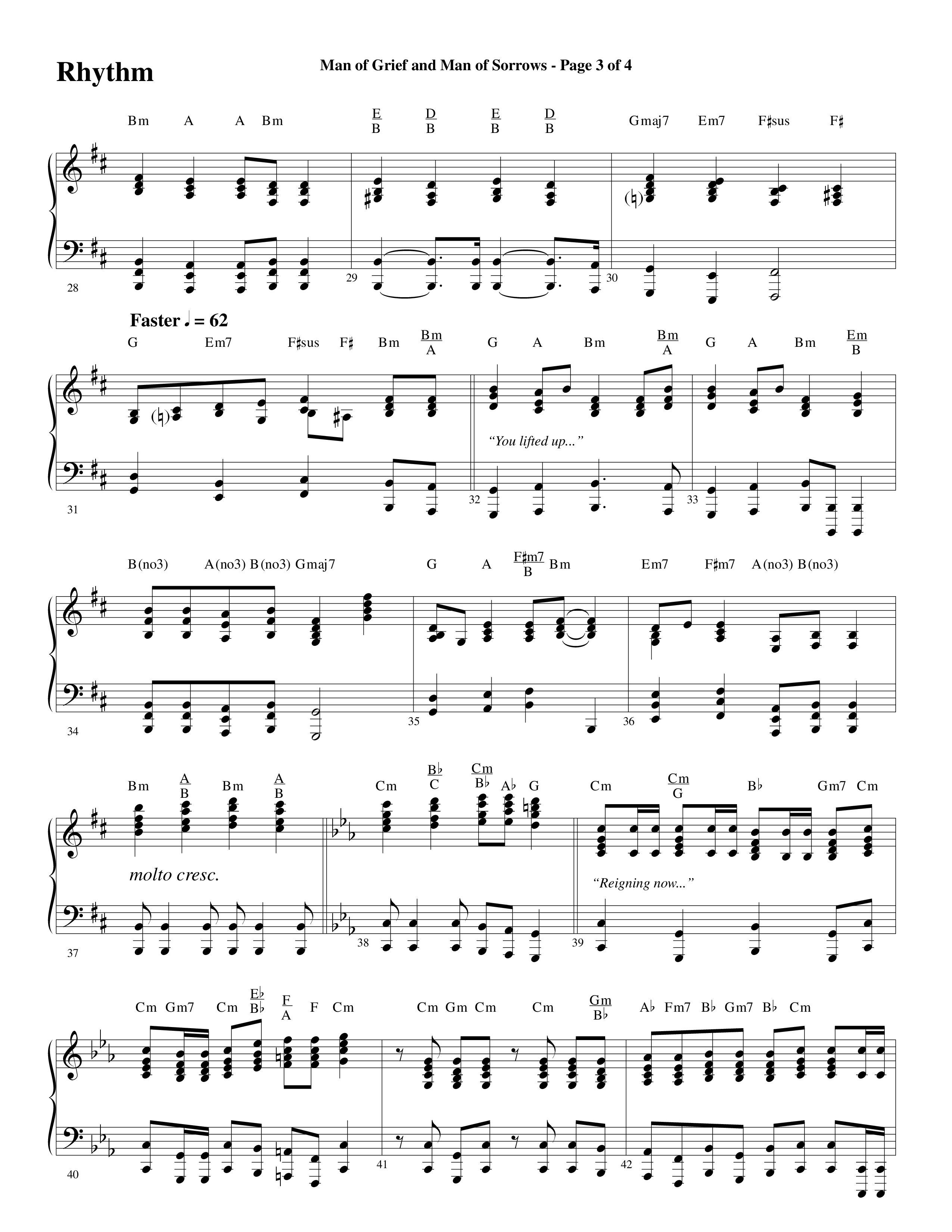 Man Of Grief And Man Of Sorrows (Choral Anthem SATB) Rhythm Chart (Word Music Choral / Arr. David Clydesdale)