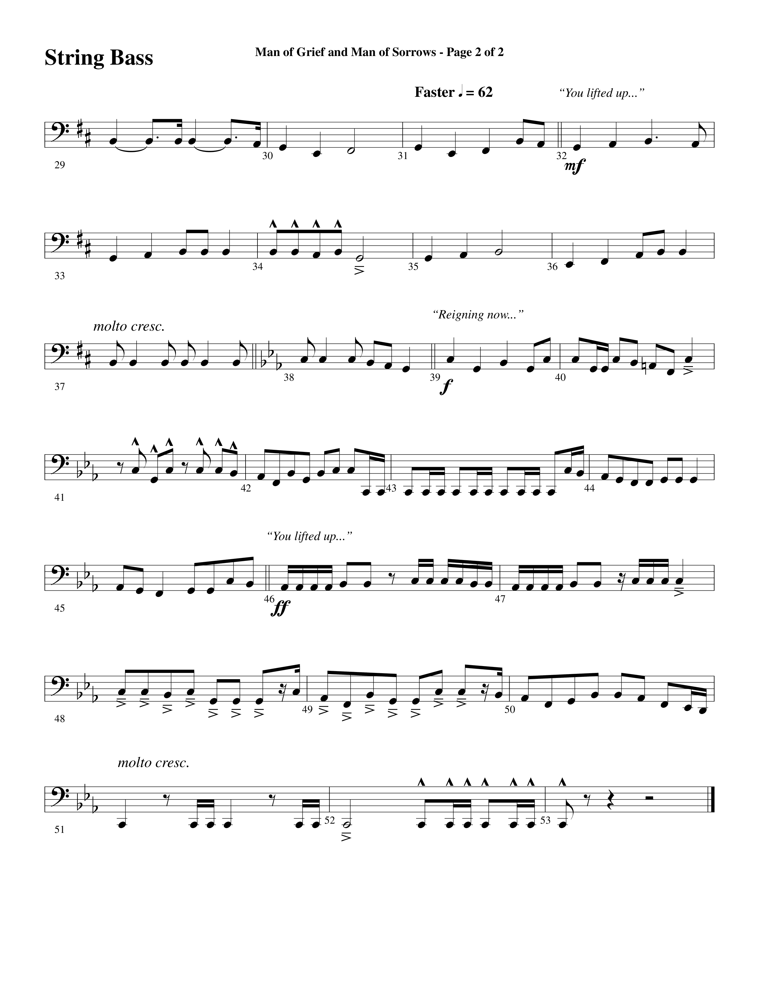 Man Of Grief And Man Of Sorrows (Choral Anthem SATB) String Bass (Word Music Choral / Arr. David Clydesdale)