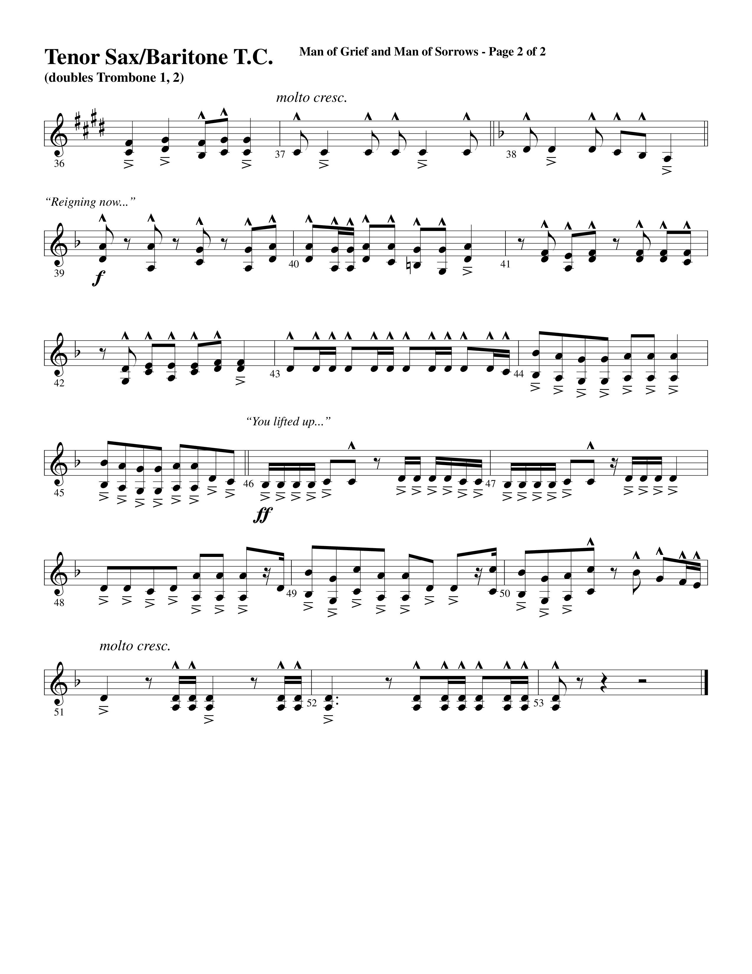 Man Of Grief And Man Of Sorrows (Choral Anthem SATB) Tenor Sax/Baritone T.C. (Word Music Choral / Arr. David Clydesdale)