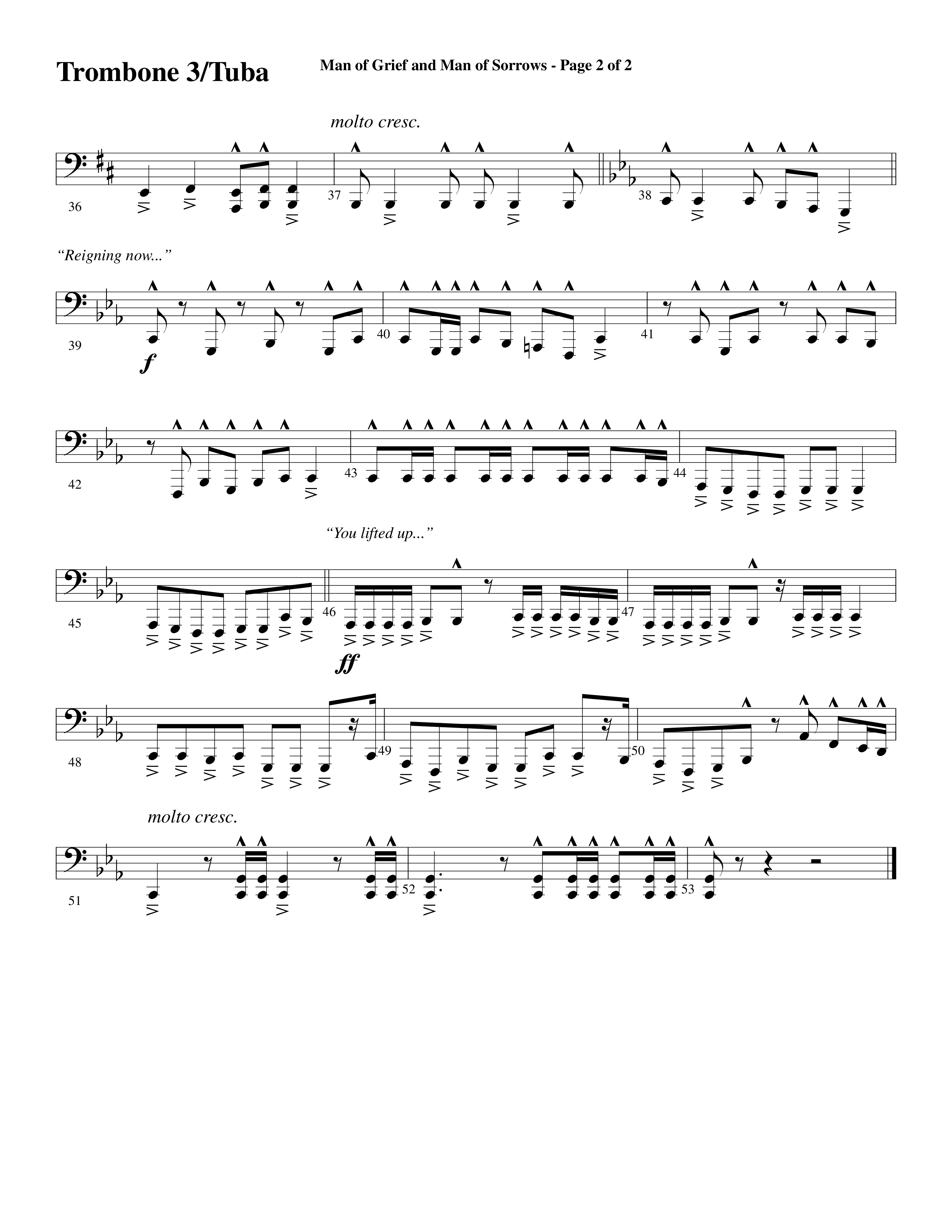 Man Of Grief And Man Of Sorrows (Choral Anthem SATB) Trombone 3/Tuba (Word Music Choral / Arr. David Clydesdale)