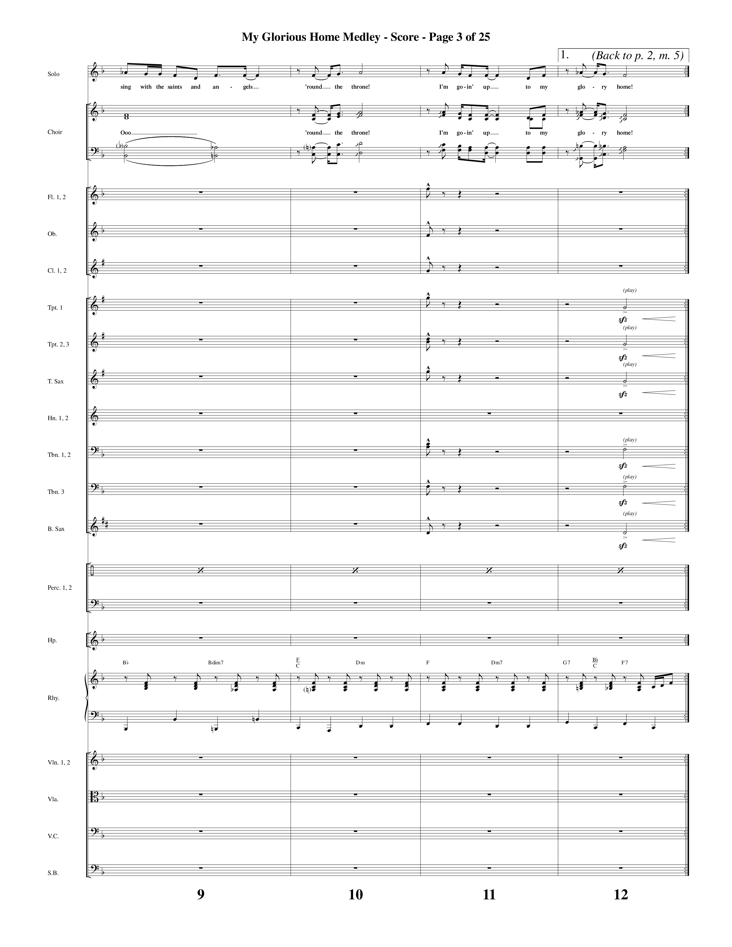 My Glorious Home Medley (with Glory Home, To My Mansion In The Sky, Will The Circle Be Unbroken) (Choral Anthem SATB) Orchestration (Word Music Choral / Arr. Cliff Duren)