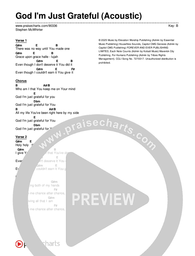 God I'm Just Grateful (Acoustic) Chords & Lyrics (Stephen McWhirter)