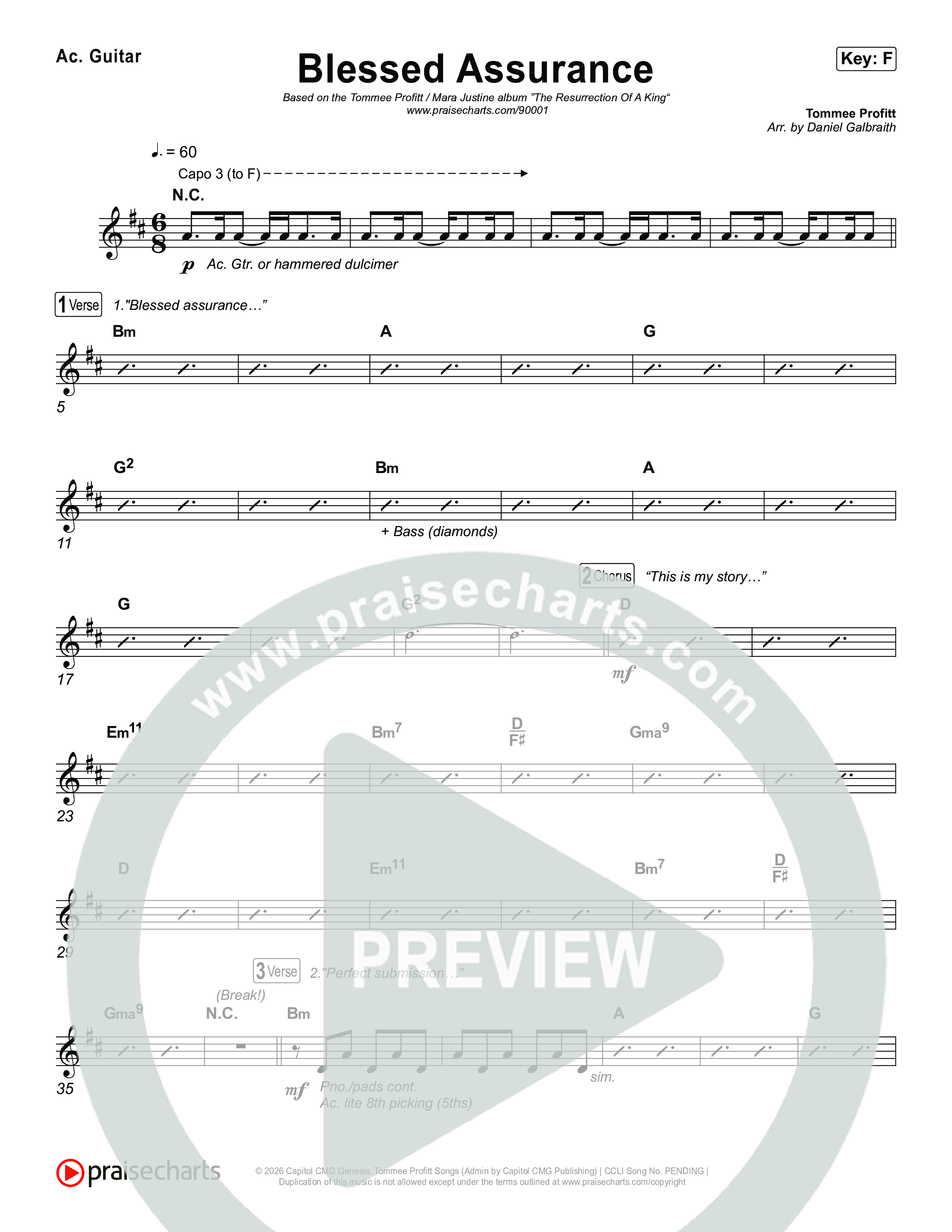 Blessed Assurance (I Will Praise You) Acoustic Guitar (Tommee Profitt)