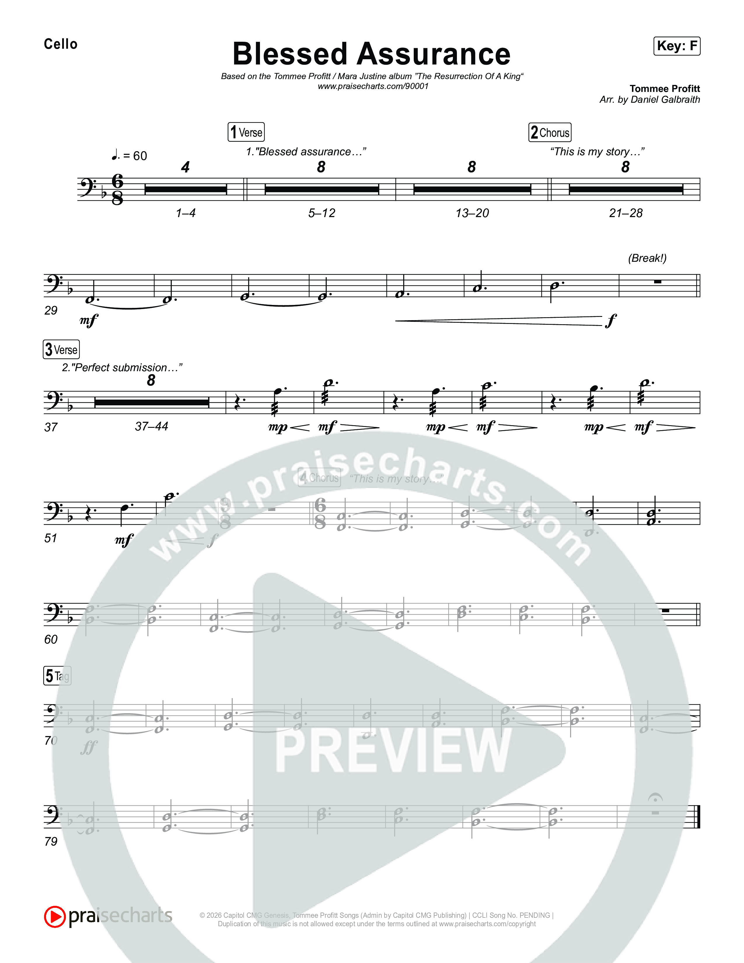 Blessed Assurance (I Will Praise You) Cello (Tommee Profitt)
