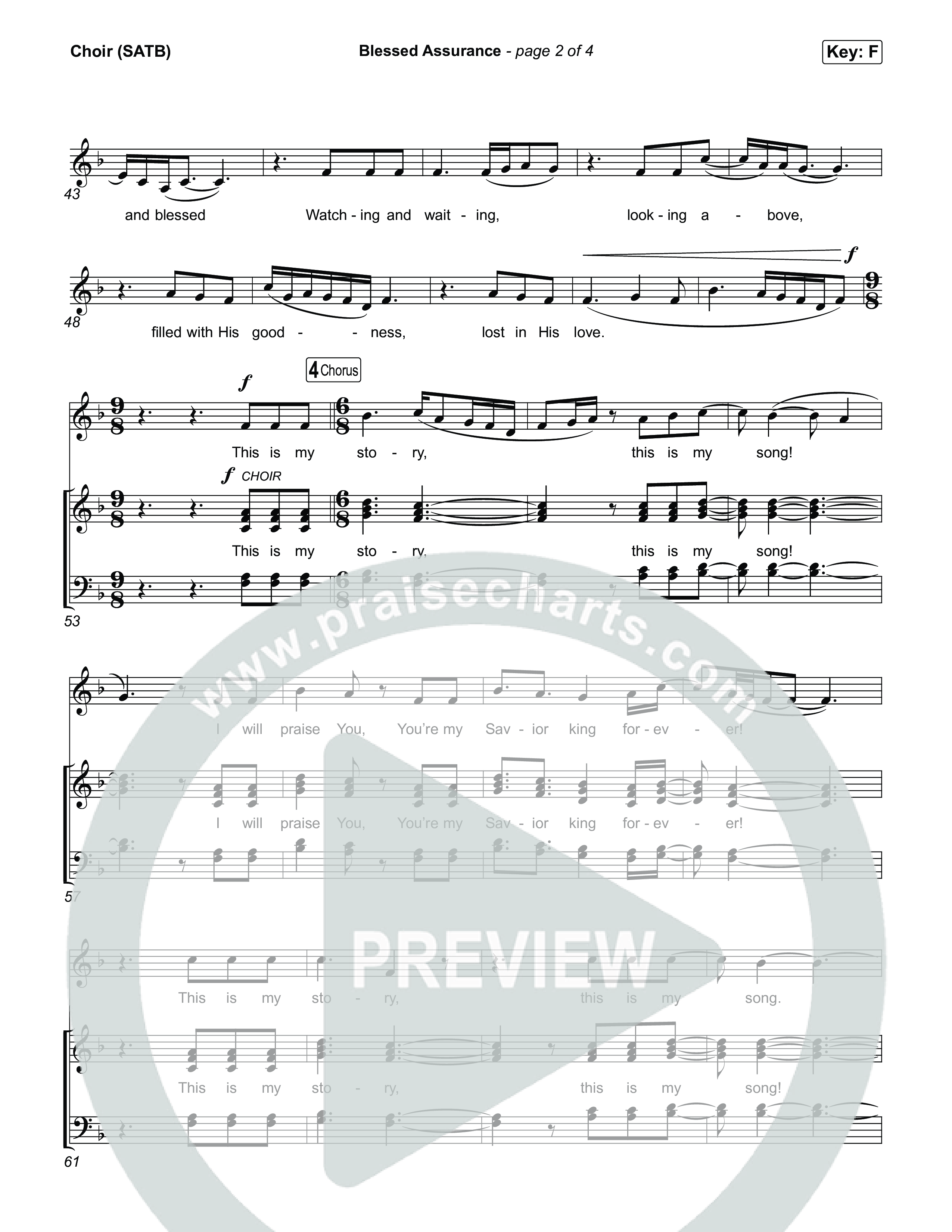 Blessed Assurance (I Will Praise You) Choir Sheet (SATB) (Tommee Profitt)