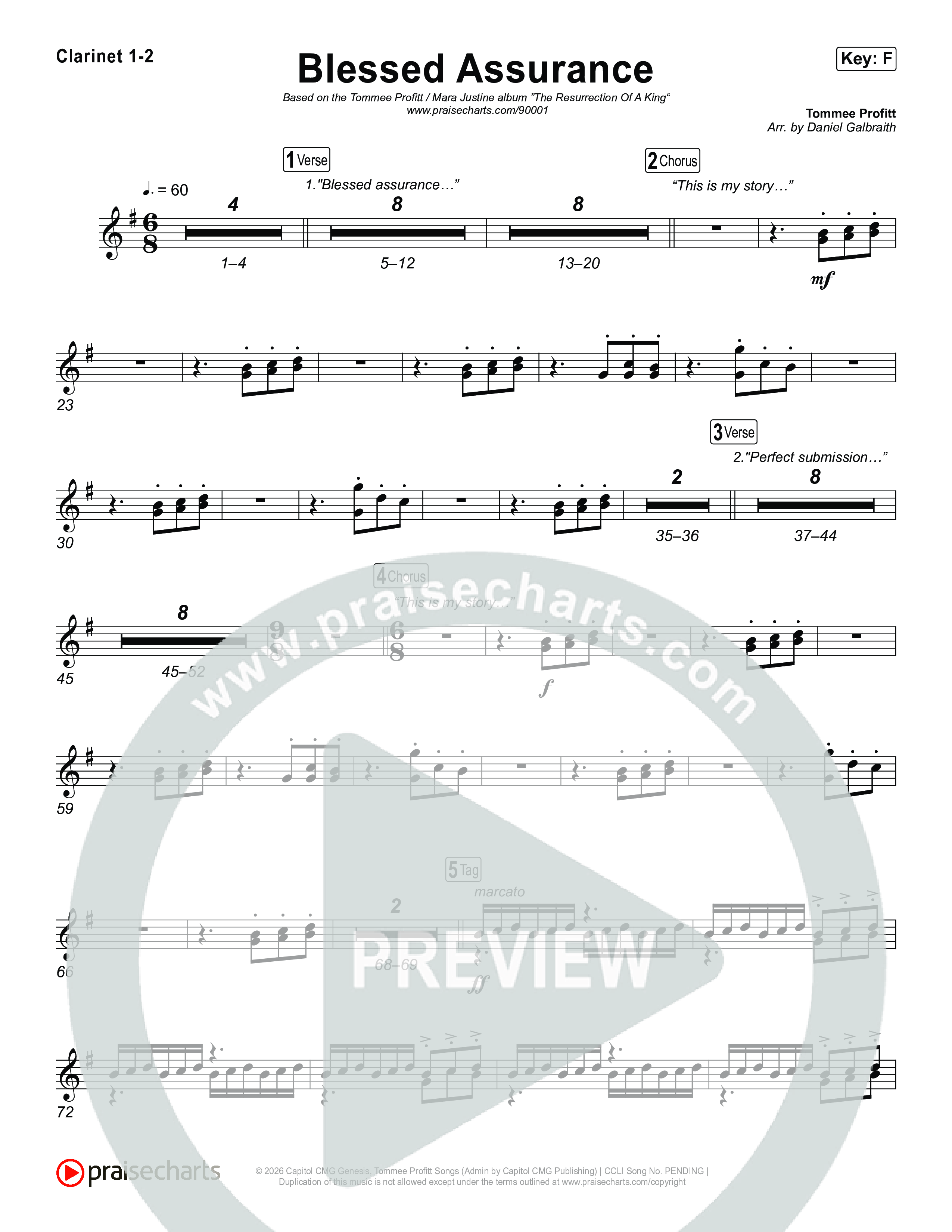 Blessed Assurance (I Will Praise You) Clarinet 1,2 (Tommee Profitt)