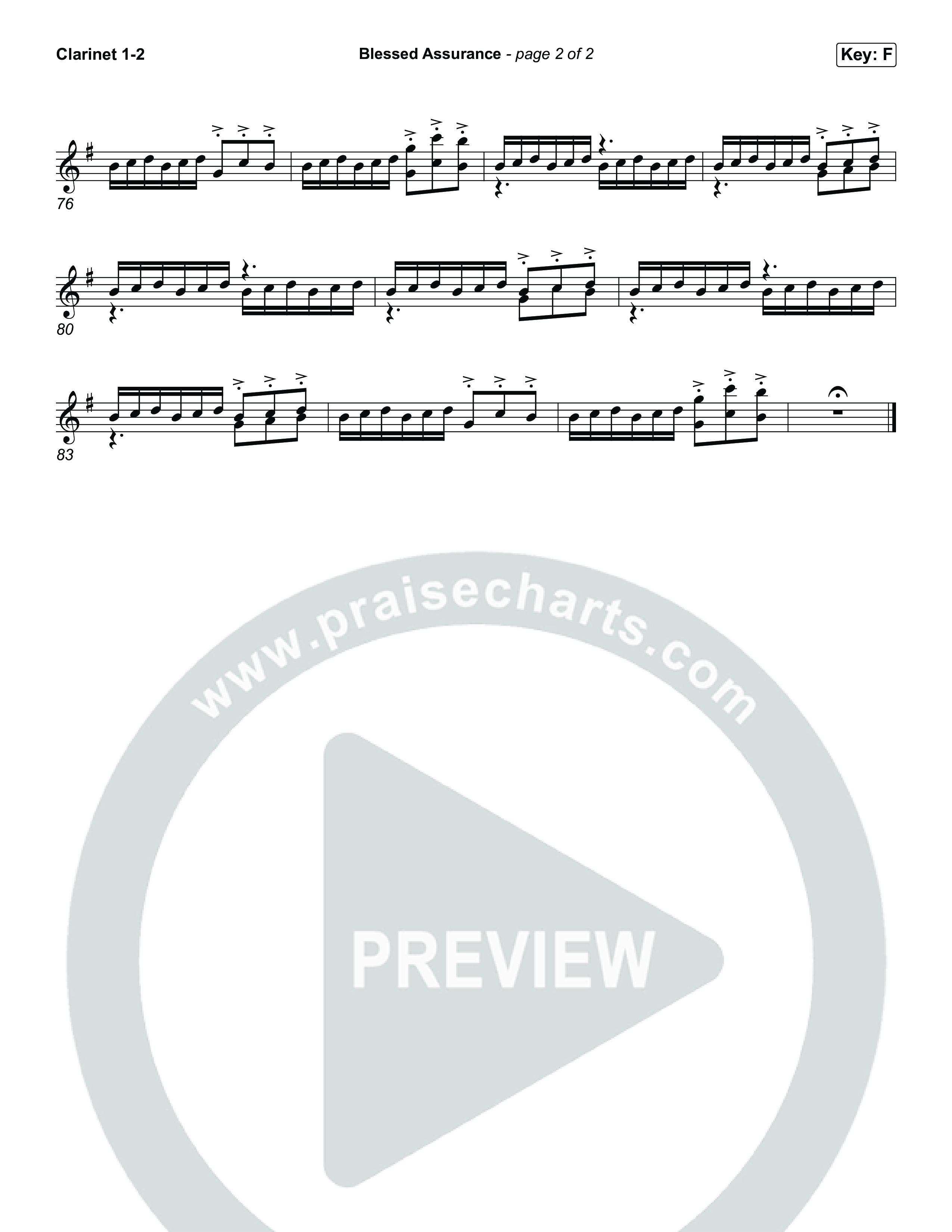 Blessed Assurance (I Will Praise You) Clarinet 1,2 (Tommee Profitt)