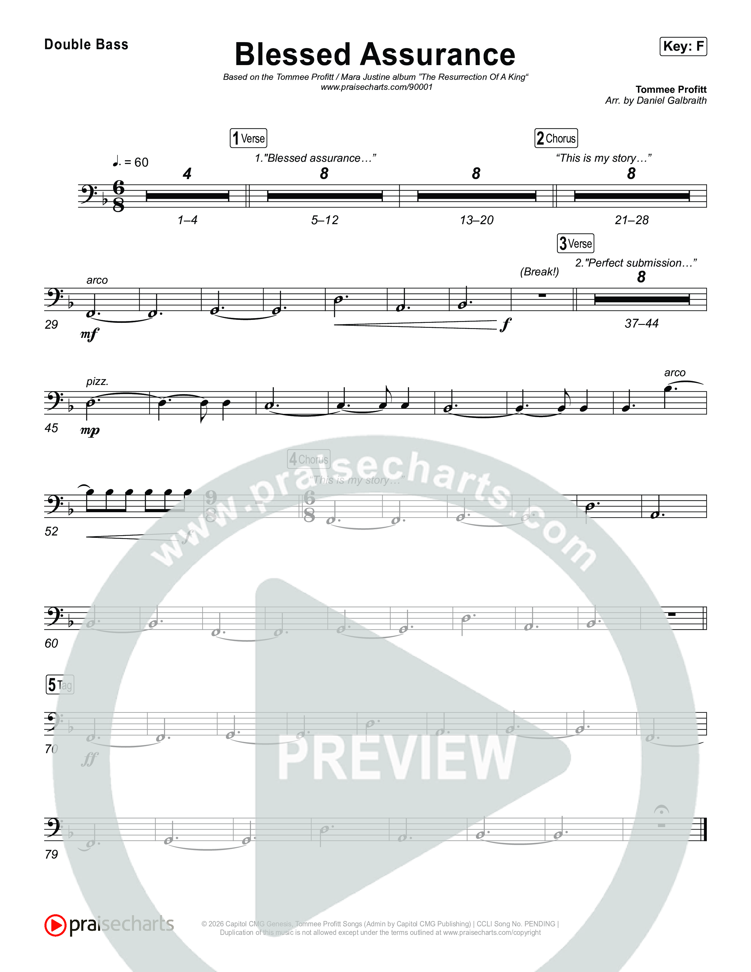 Blessed Assurance (I Will Praise You) String Bass (Tommee Profitt)