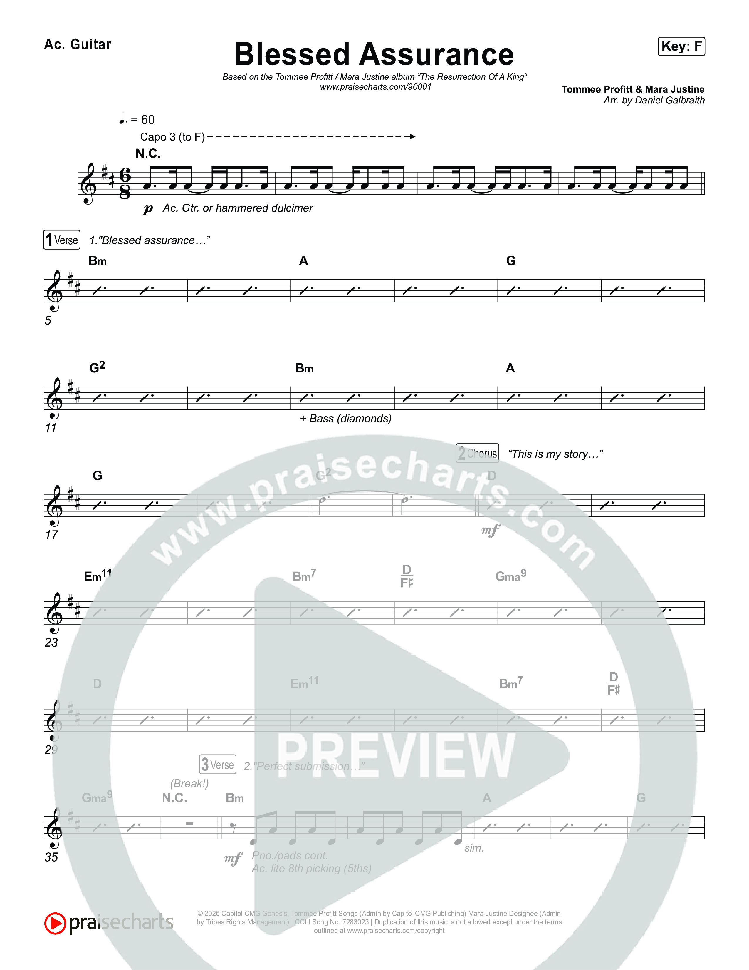 Blessed Assurance (I Will Praise You) Acoustic Guitar (Tommee Profitt / Mara Justine)