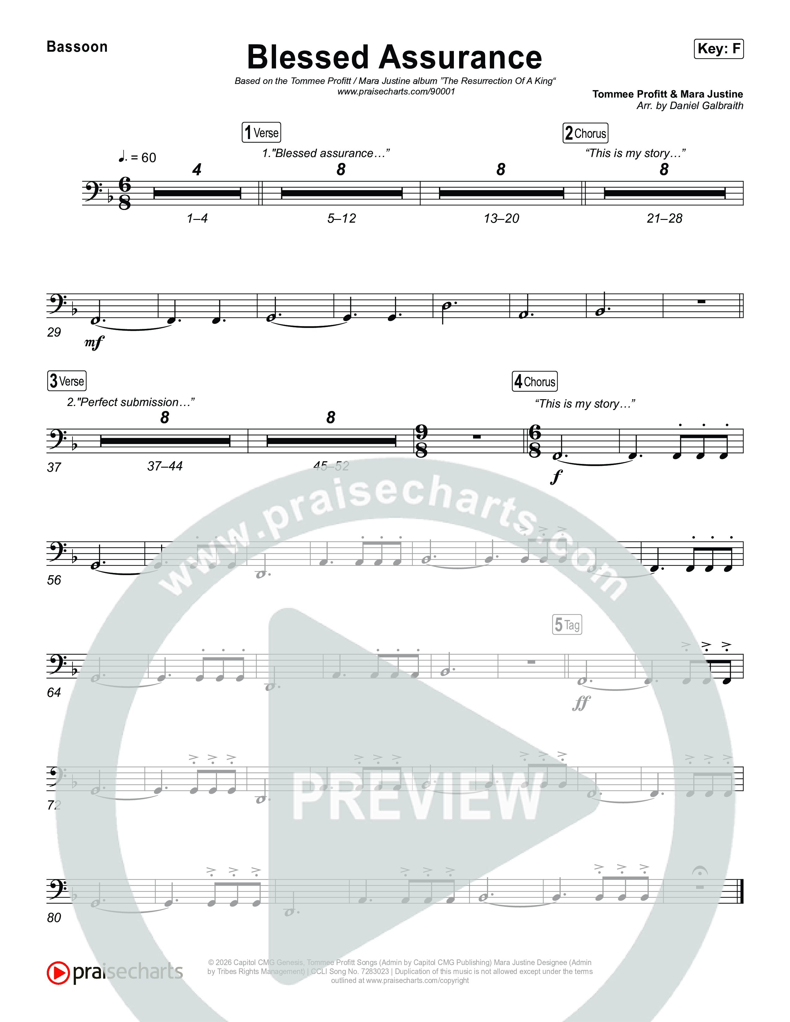 Blessed Assurance (I Will Praise You) Bassoon (Tommee Profitt / Mara Justine)