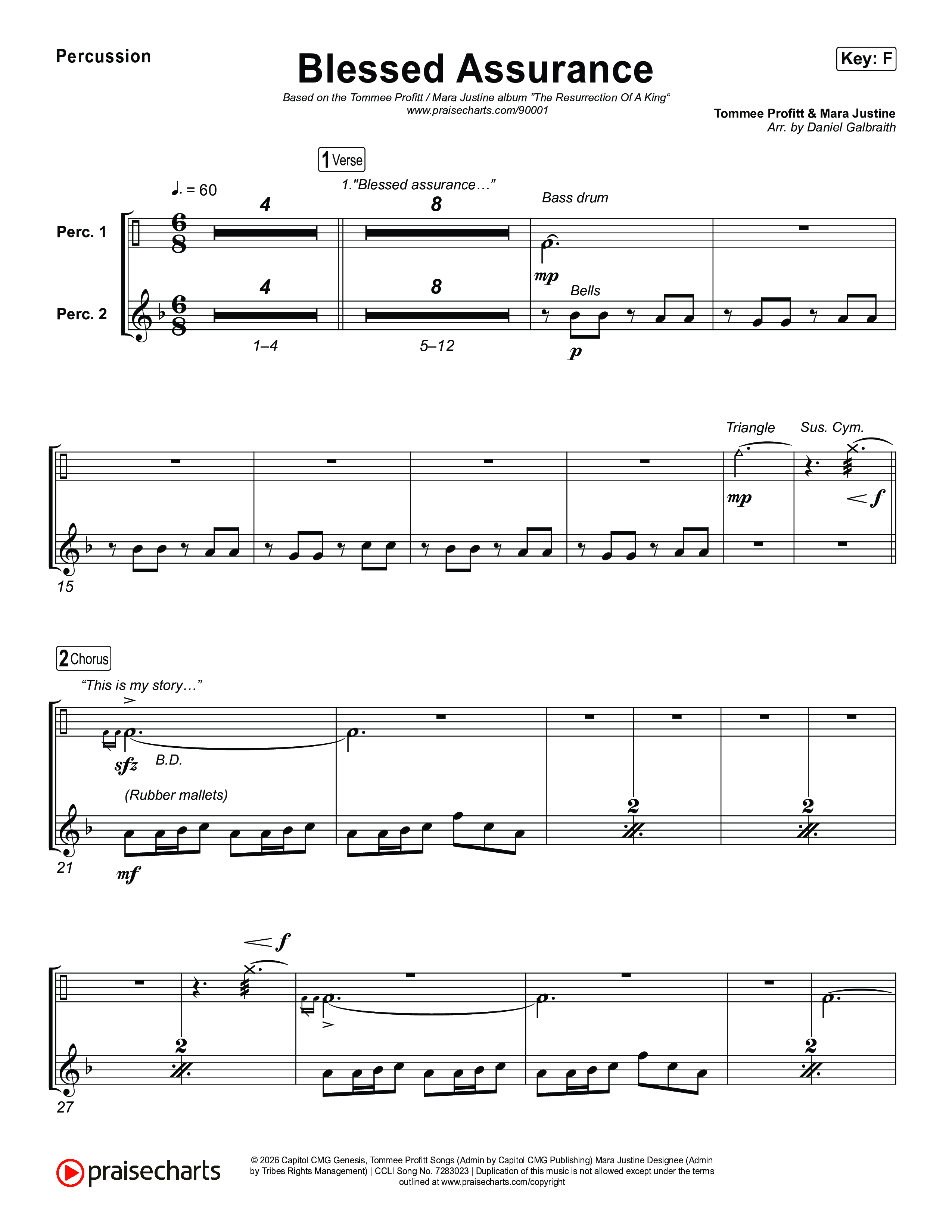 Blessed Assurance (I Will Praise You) Percussion (Tommee Profitt / Mara Justine)