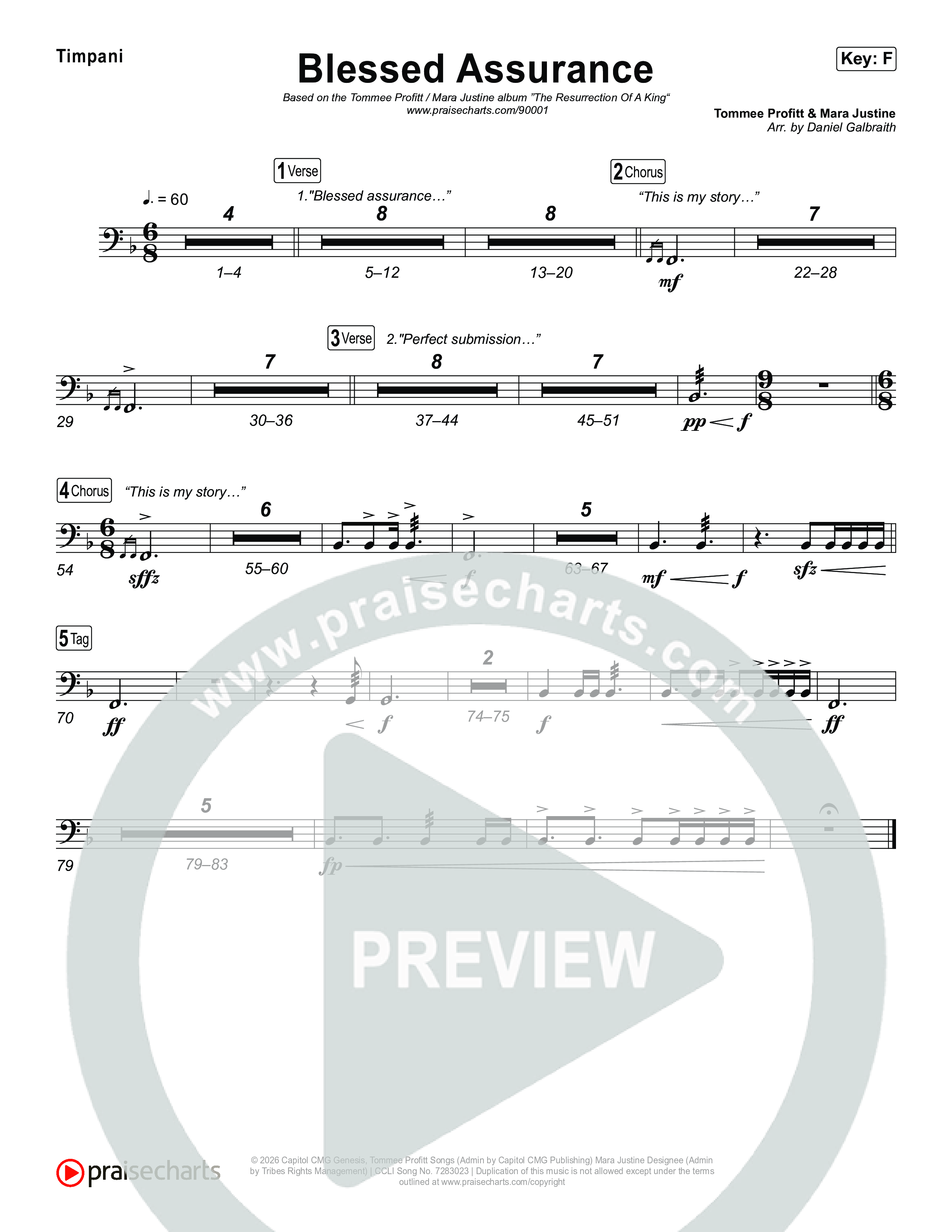 Blessed Assurance (I Will Praise You) Timpani (Tommee Profitt / Mara Justine)