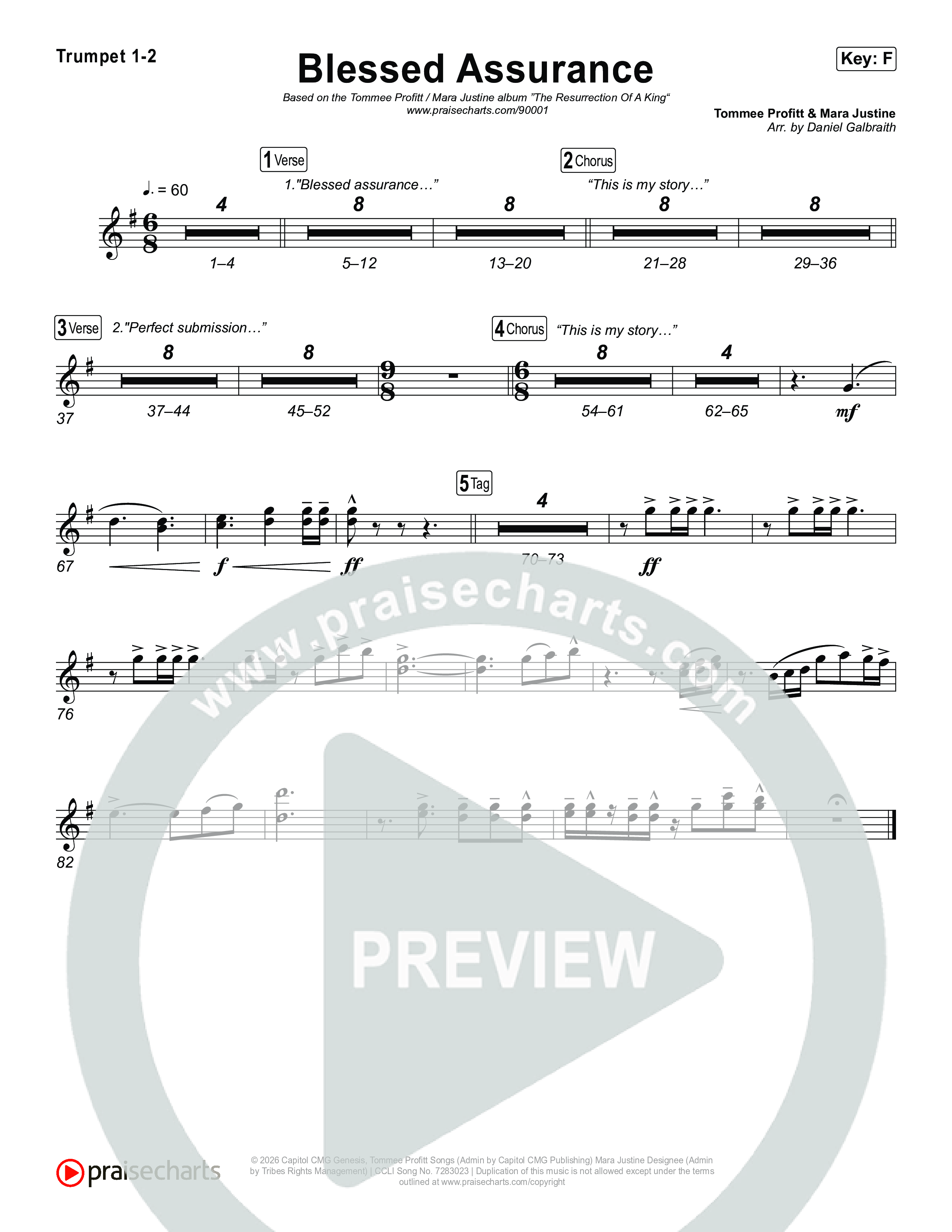 Blessed Assurance (I Will Praise You) Brass Pack (Tommee Profitt / Mara Justine)