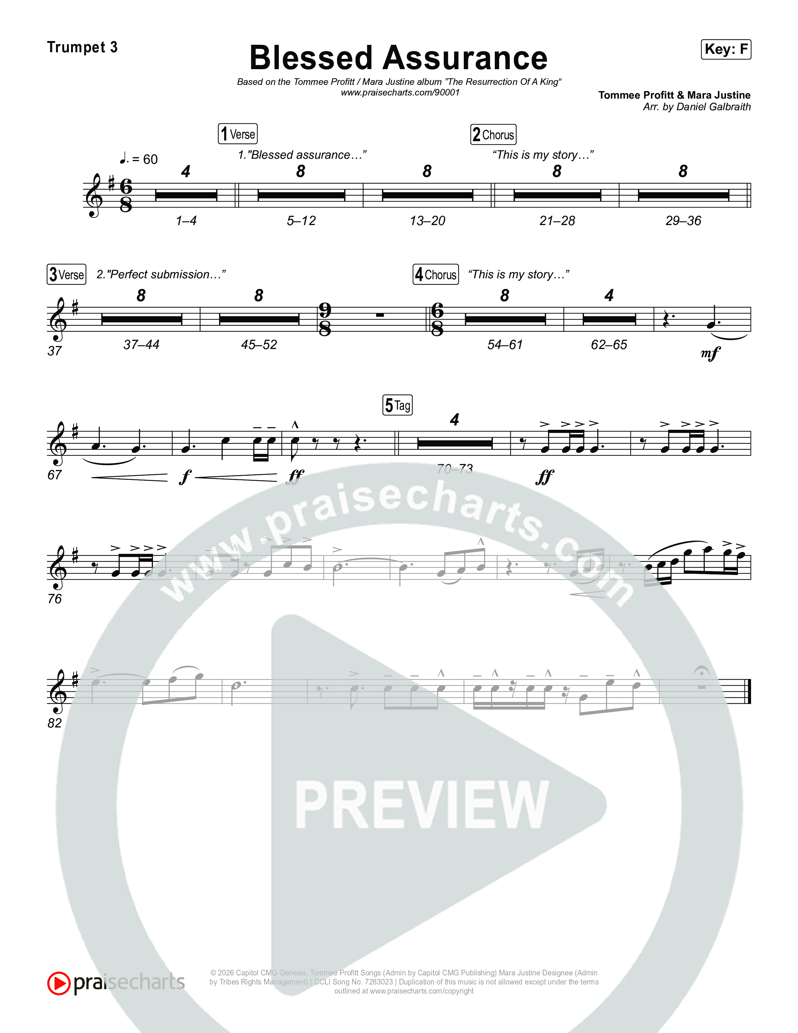 Blessed Assurance (I Will Praise You) Brass Pack (Tommee Profitt / Mara Justine)