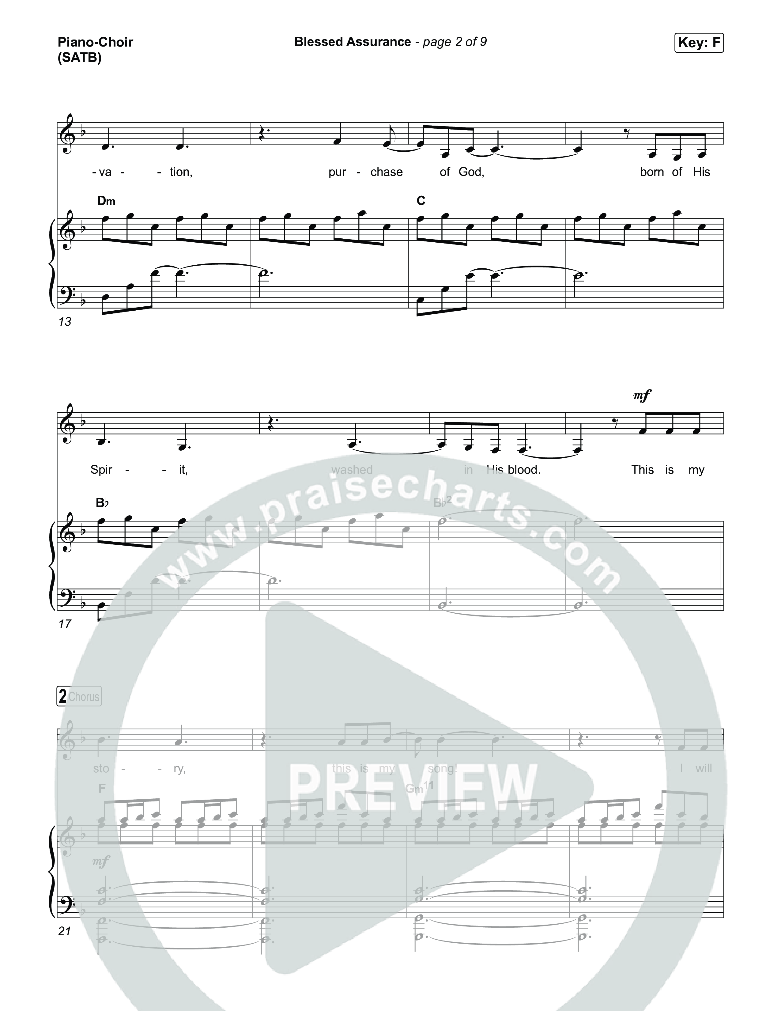Blessed Assurance (I Will Praise You) Piano/Vocal (SATB) (Tommee Profitt)