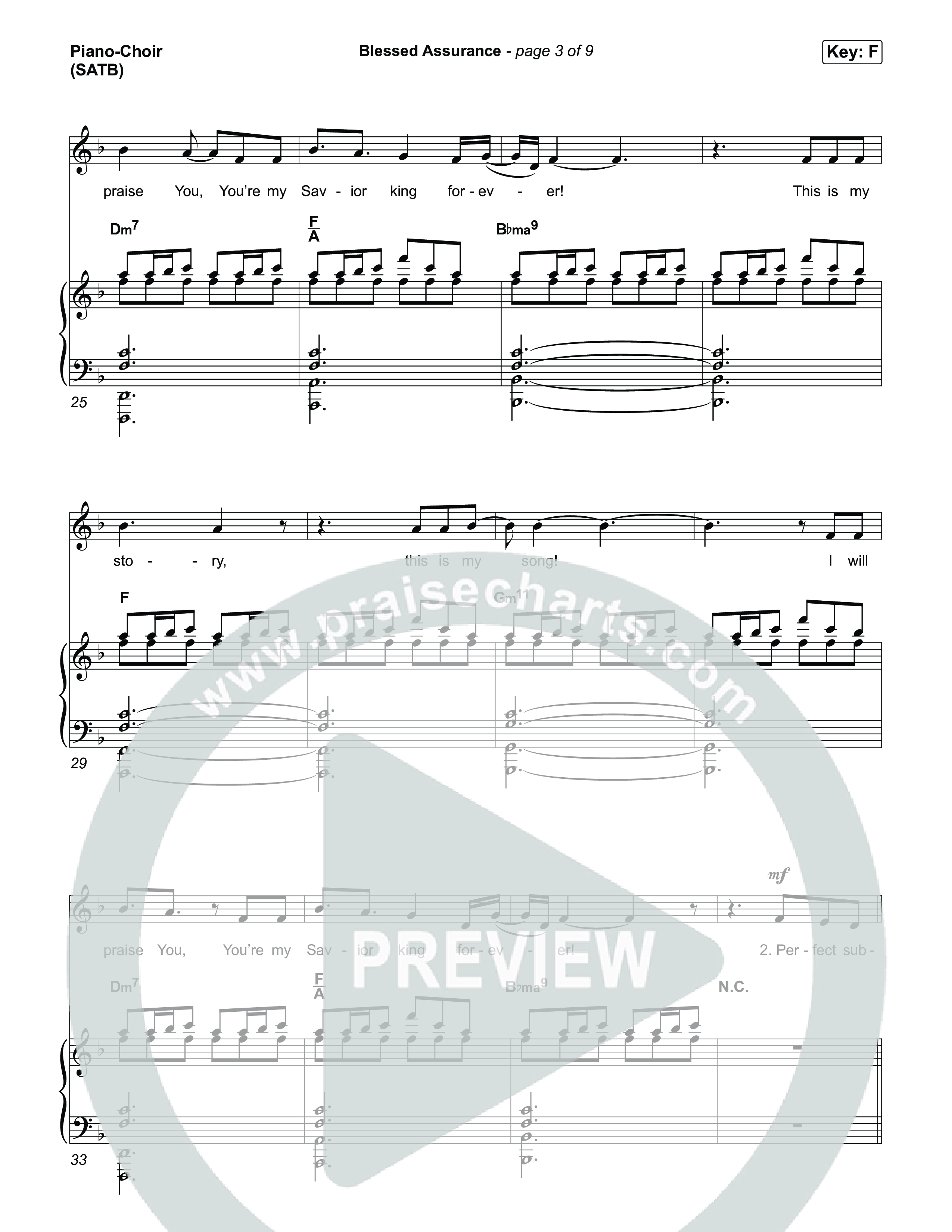 Blessed Assurance (I Will Praise You) Piano/Vocal (SATB) (Tommee Profitt)