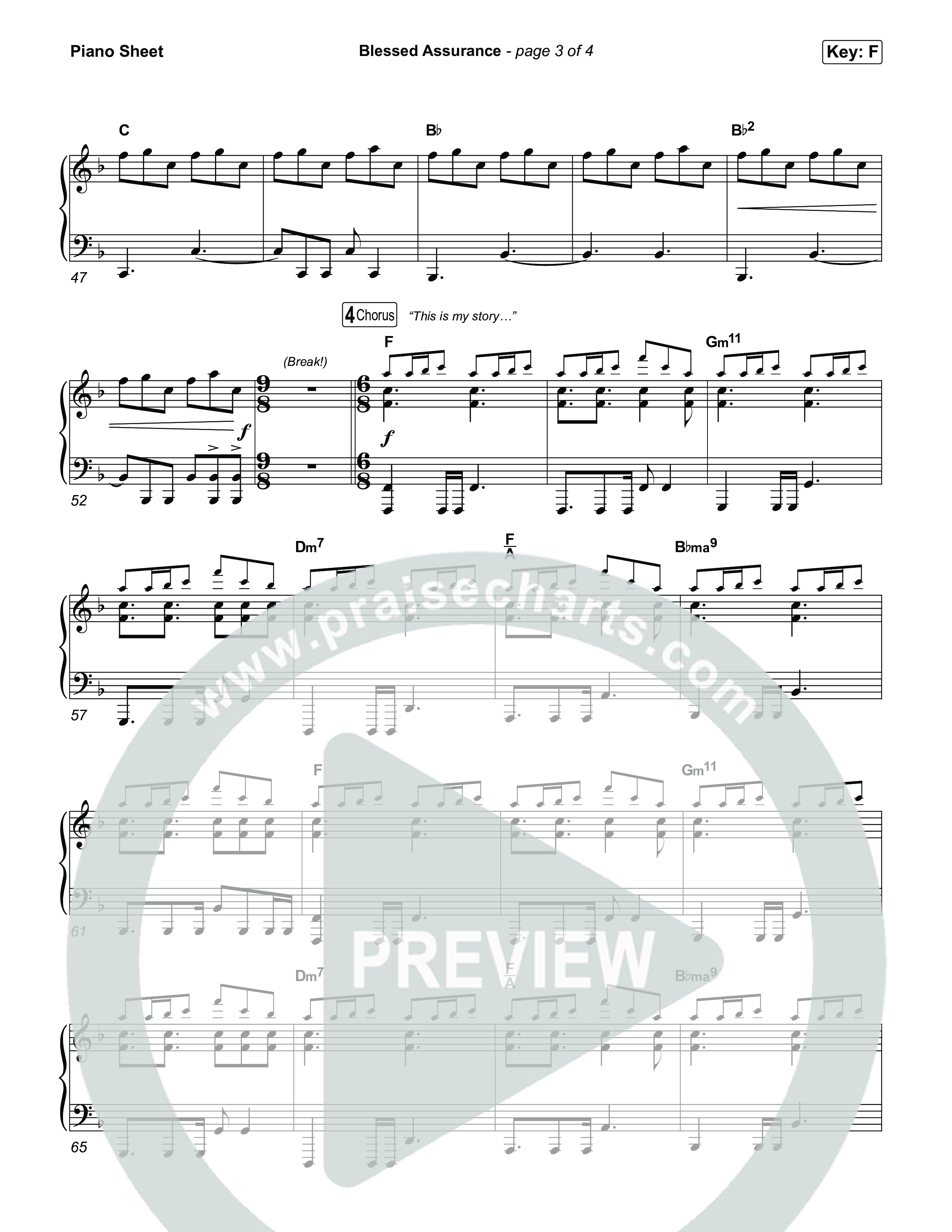 Blessed Assurance (I Will Praise You) Piano Sheet (Tommee Profitt)