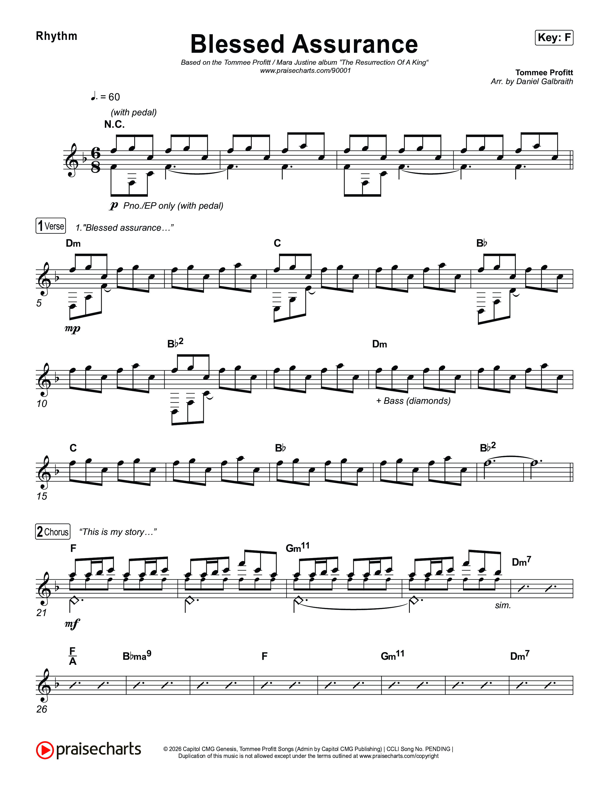 Blessed Assurance (I Will Praise You) Rhythm Chart (Tommee Profitt)